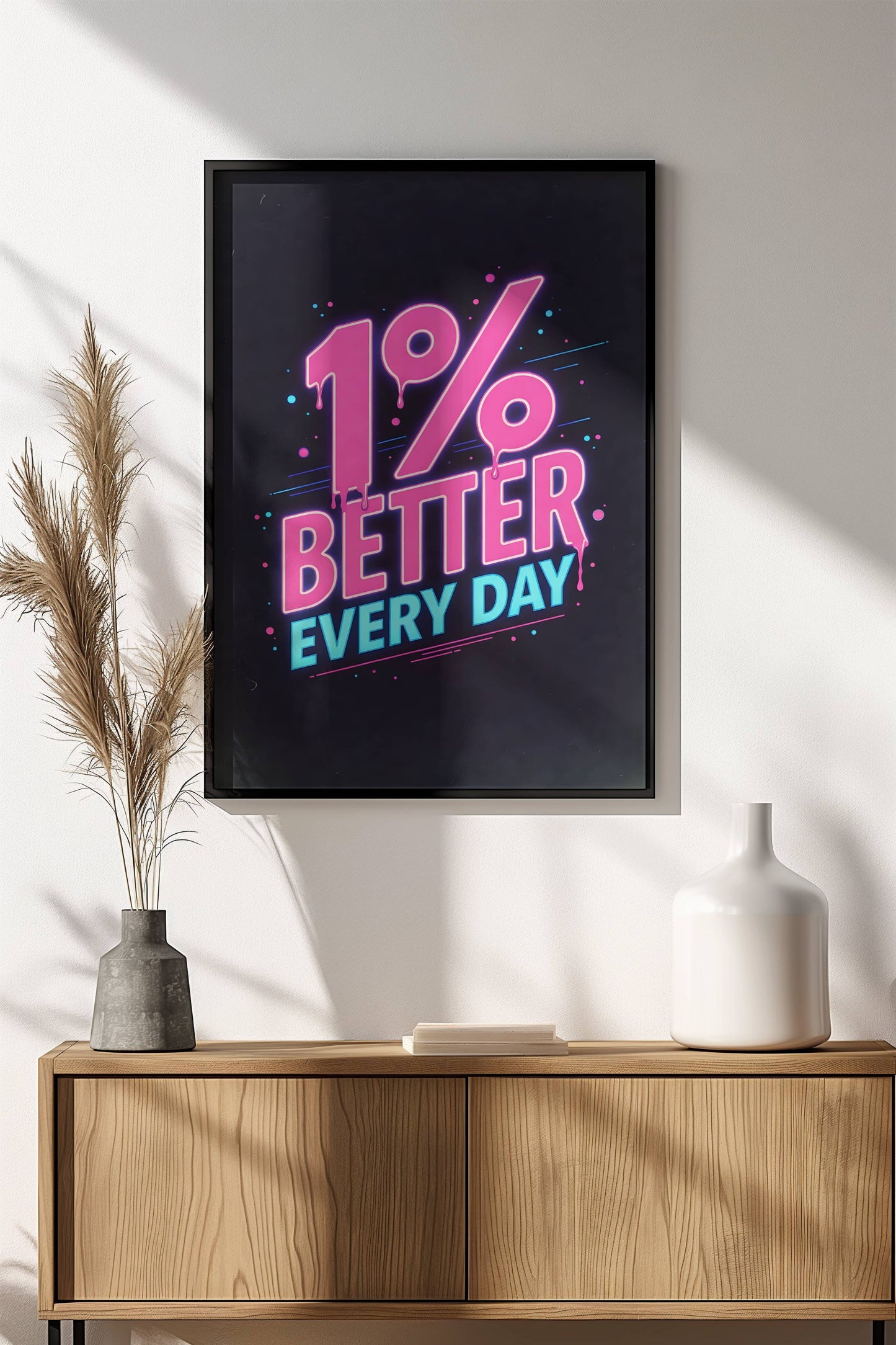 1% Better Every Day Poster – Retro Neon Motivation Art