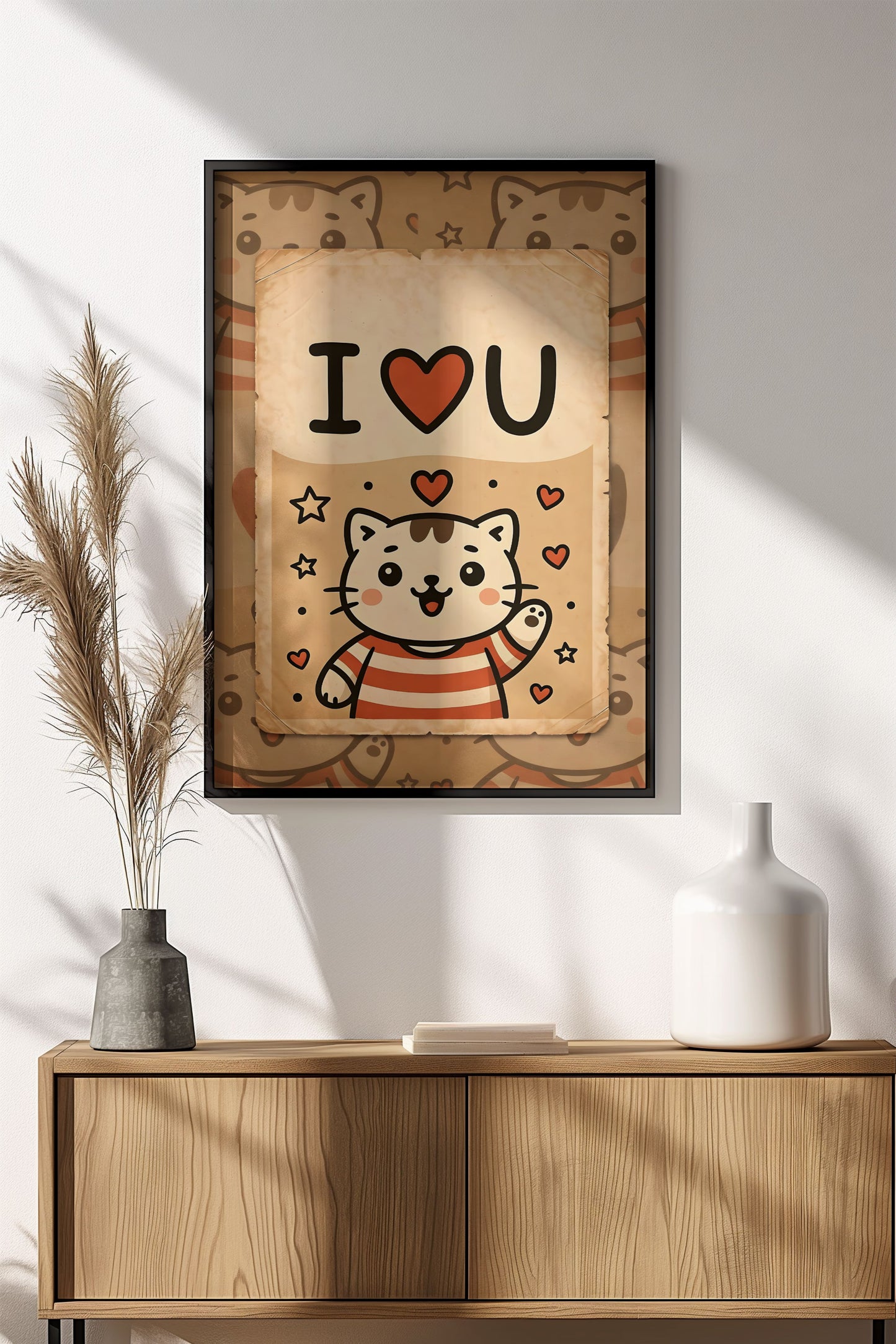 I ❤️ U Cute Cat - Vintage Poster