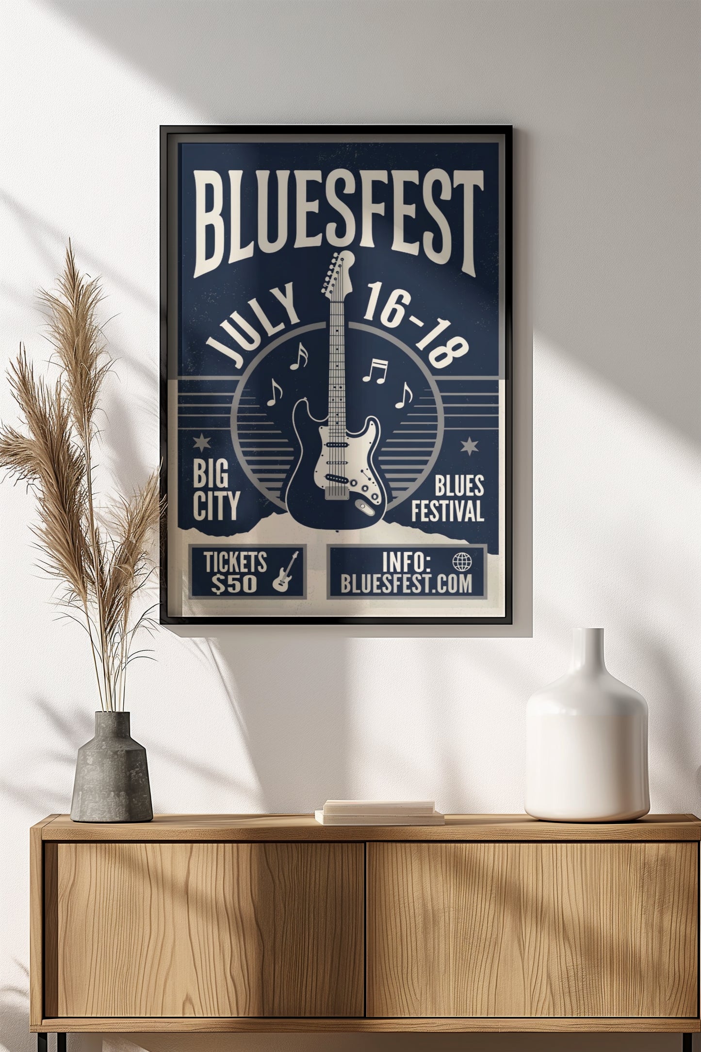 Bluesfest Poster - Retro Guitar Festival Art