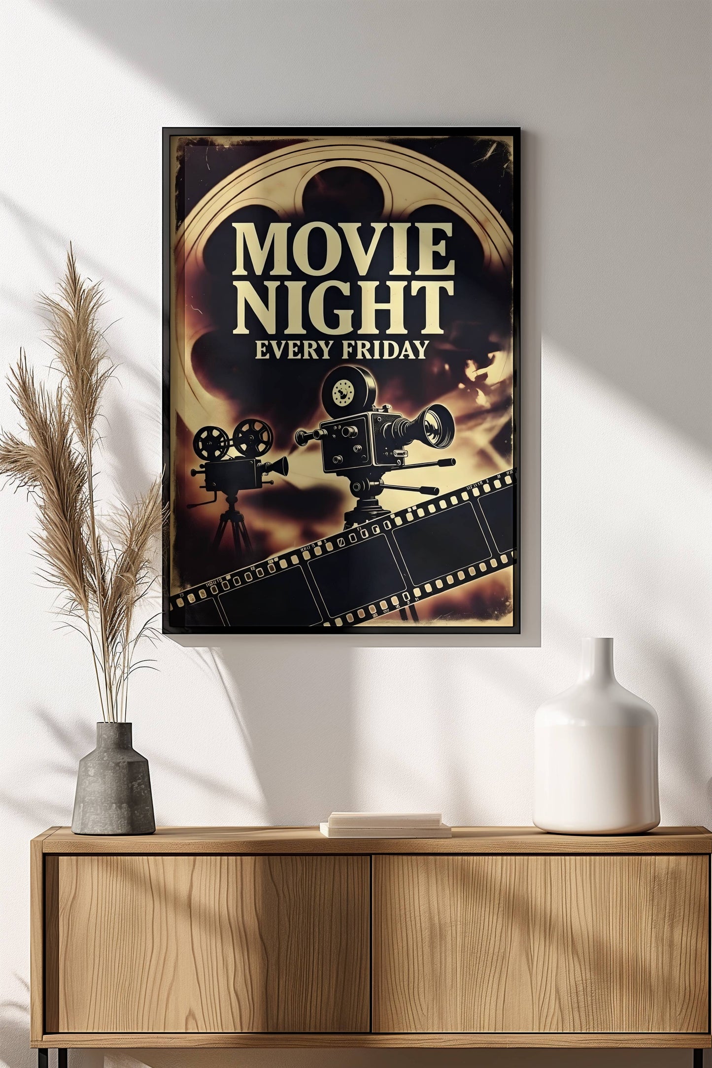 Movie Night Every Friday Poster – Retro Cinema Vibes Art