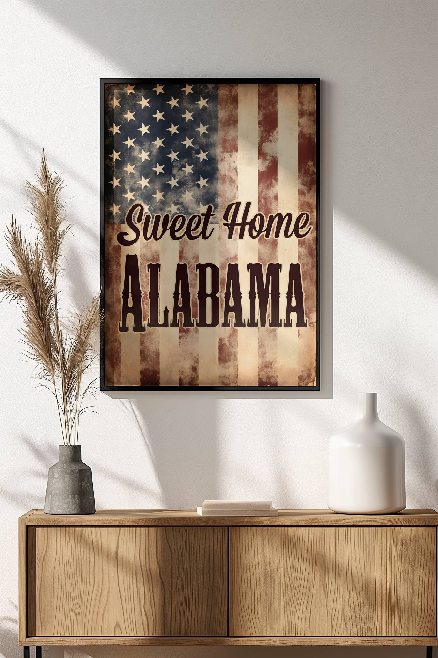 Sweet Home Alabama Poster – Retro American Flag Art