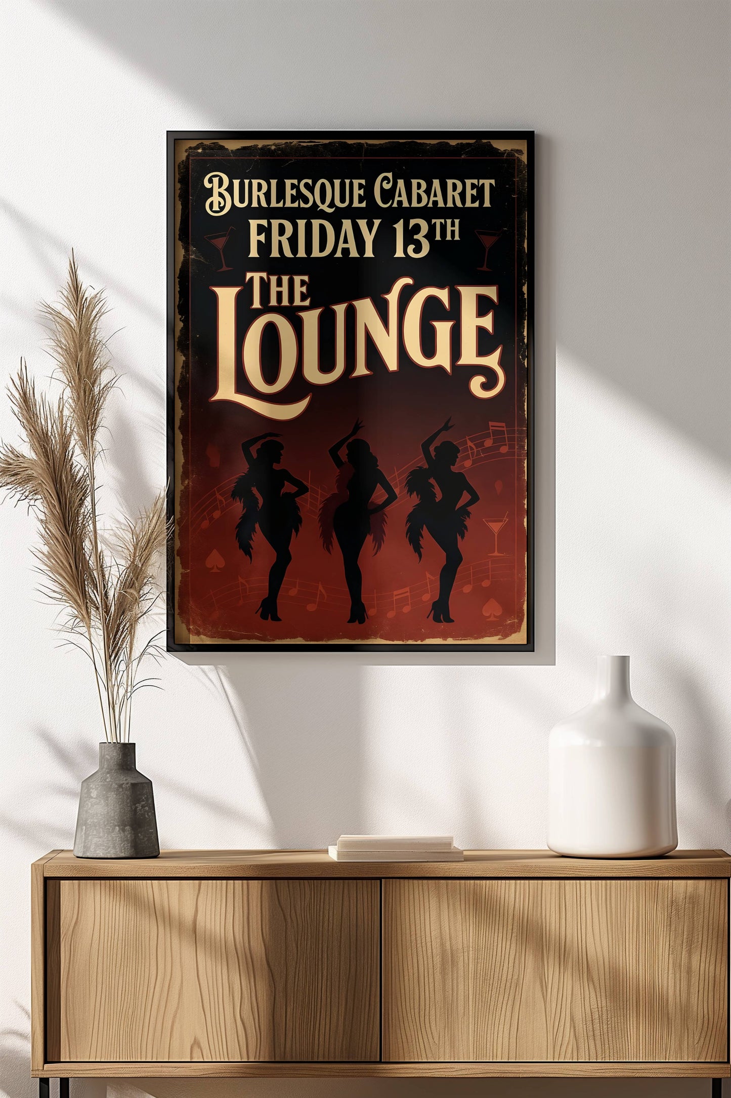 Burlesque Cabaret Poster – Retro Lounge Friday 13th Art
