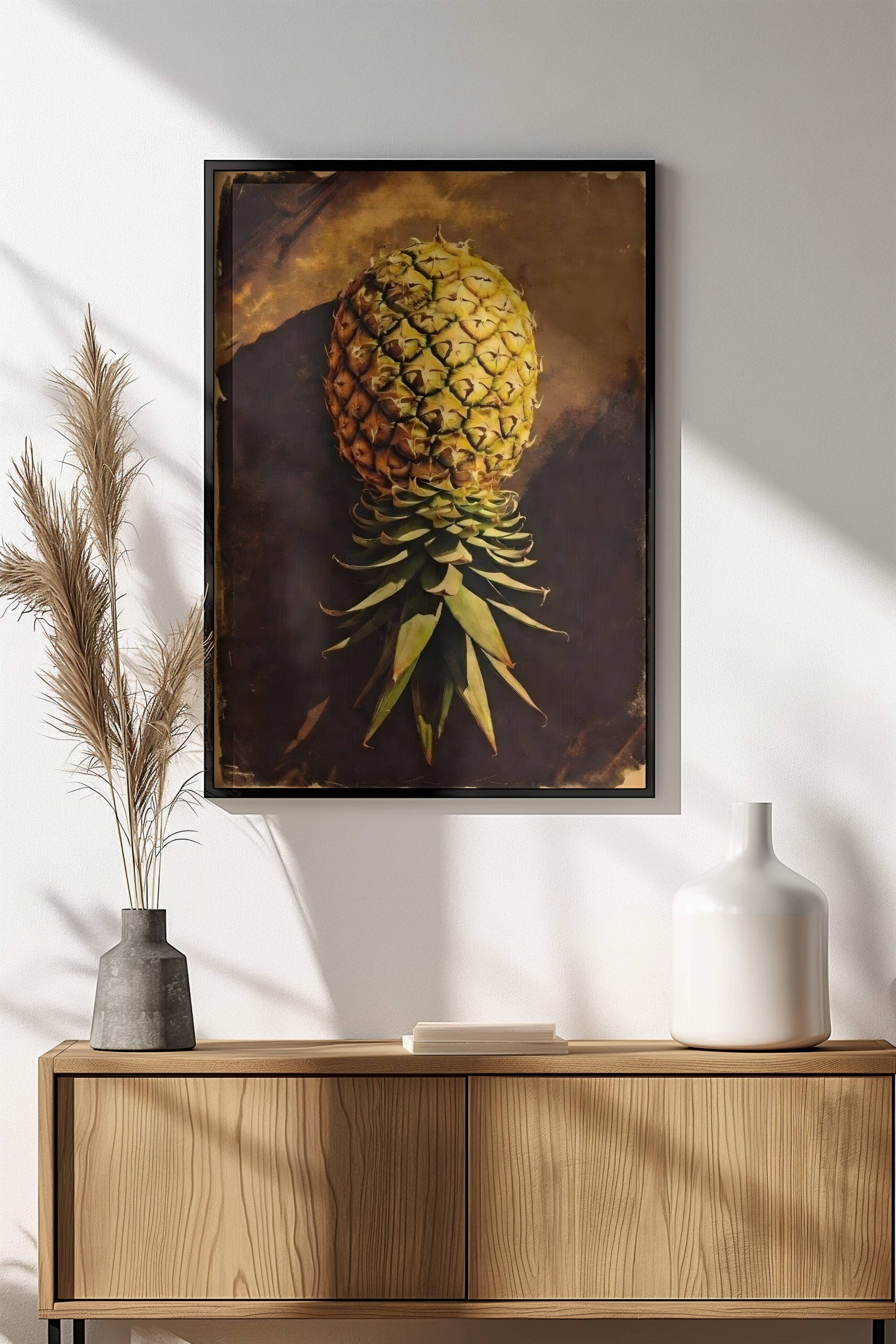Pineapple Still Life Poster – Retro Tropical Fruit Art