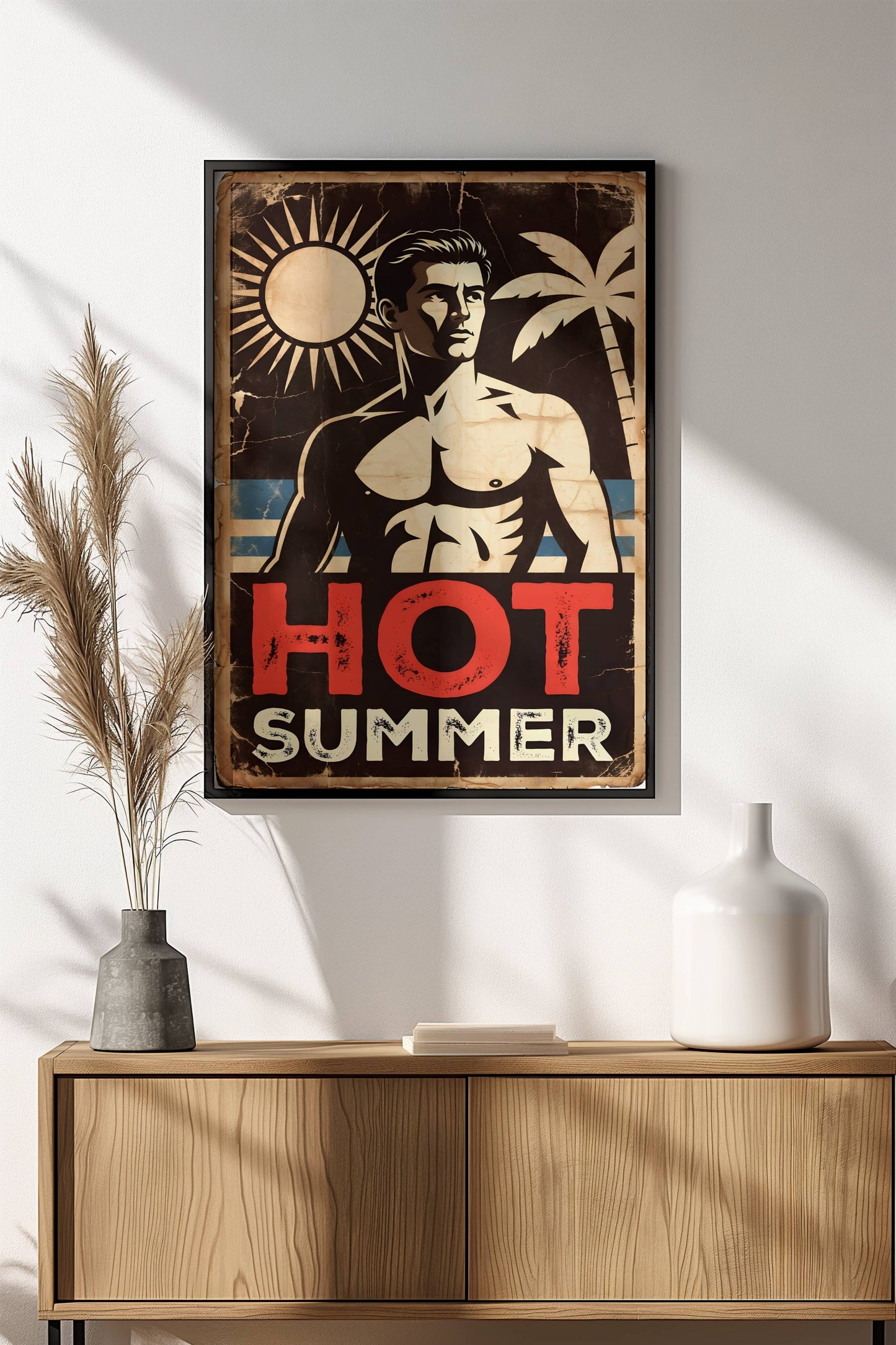 Hot Summer Poster - Retro Beach Art