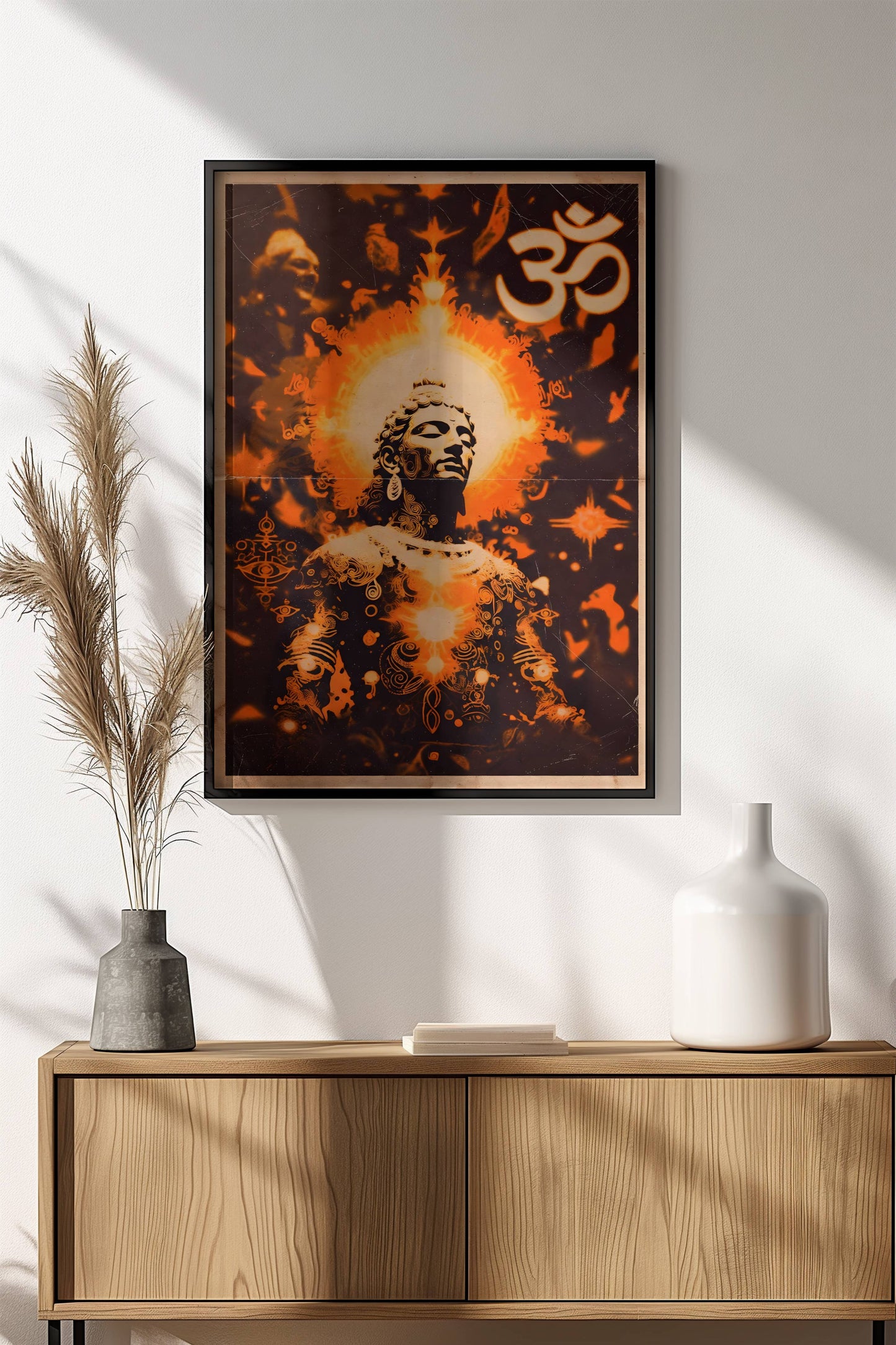 Buddha Om Radiance Poster – Retro Spiritual Glow Art