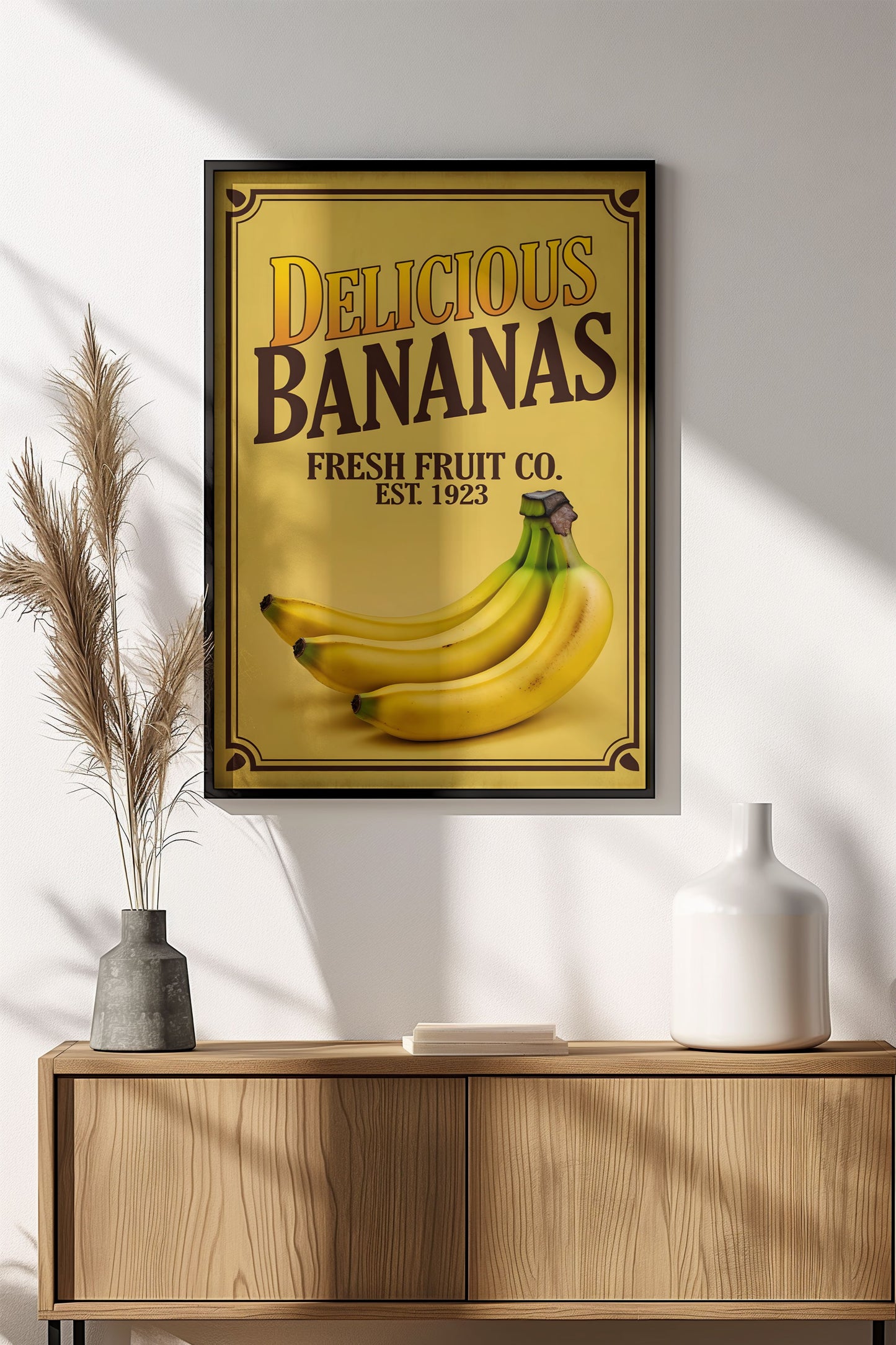 Delicious Bananas Poster – Retro Fresh Fruit Vintage Sign
