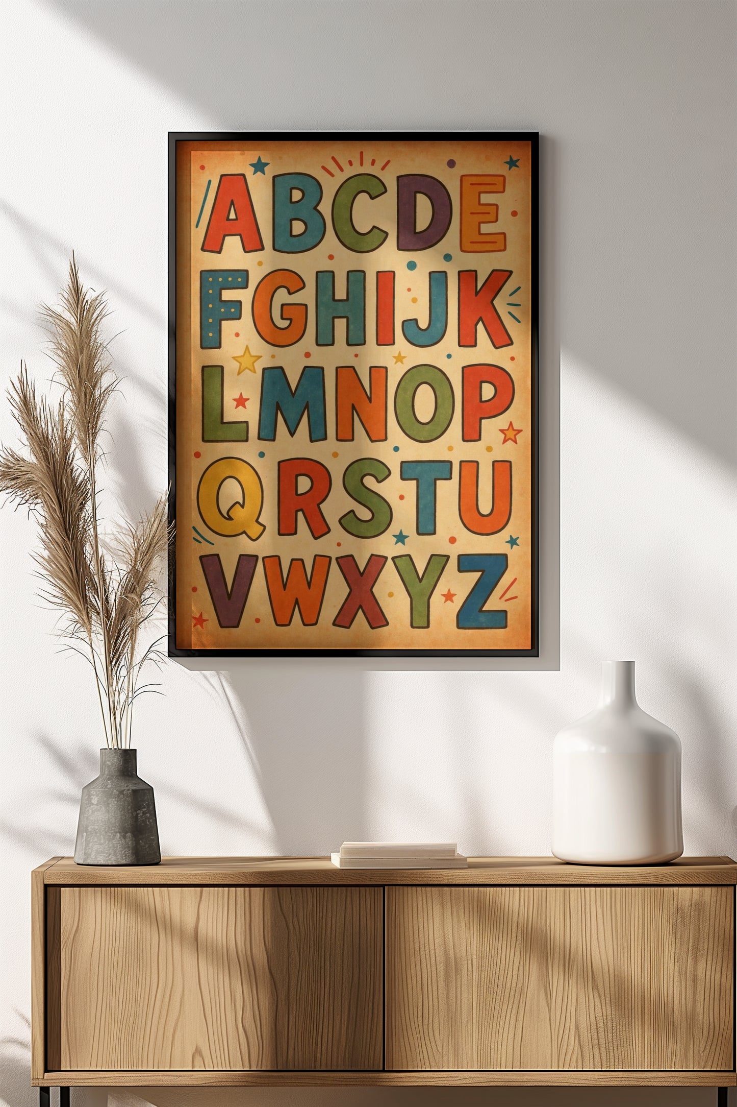 ABC Alphabet Poster – Retro Colorful Kids Learning Art