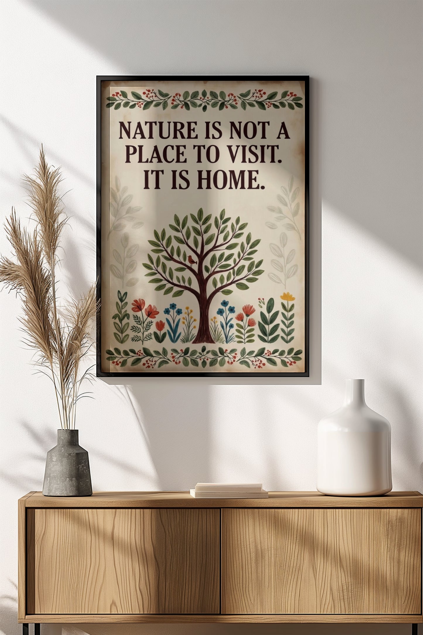 Nature Is Home Poster – Retro Folk Wisdom Art