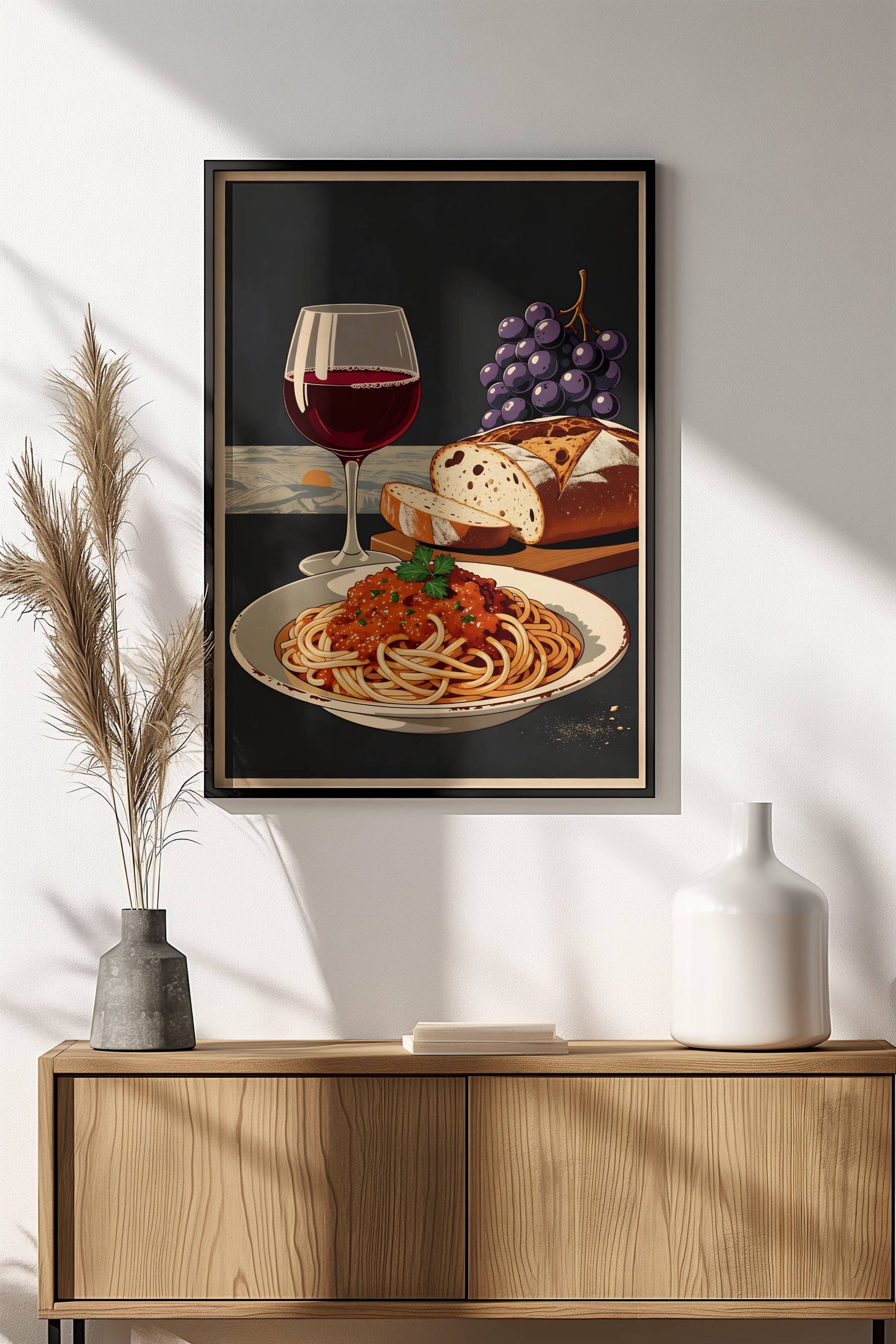 Italian Pasta & Wine Poster – Retro Buon Appetito Art
