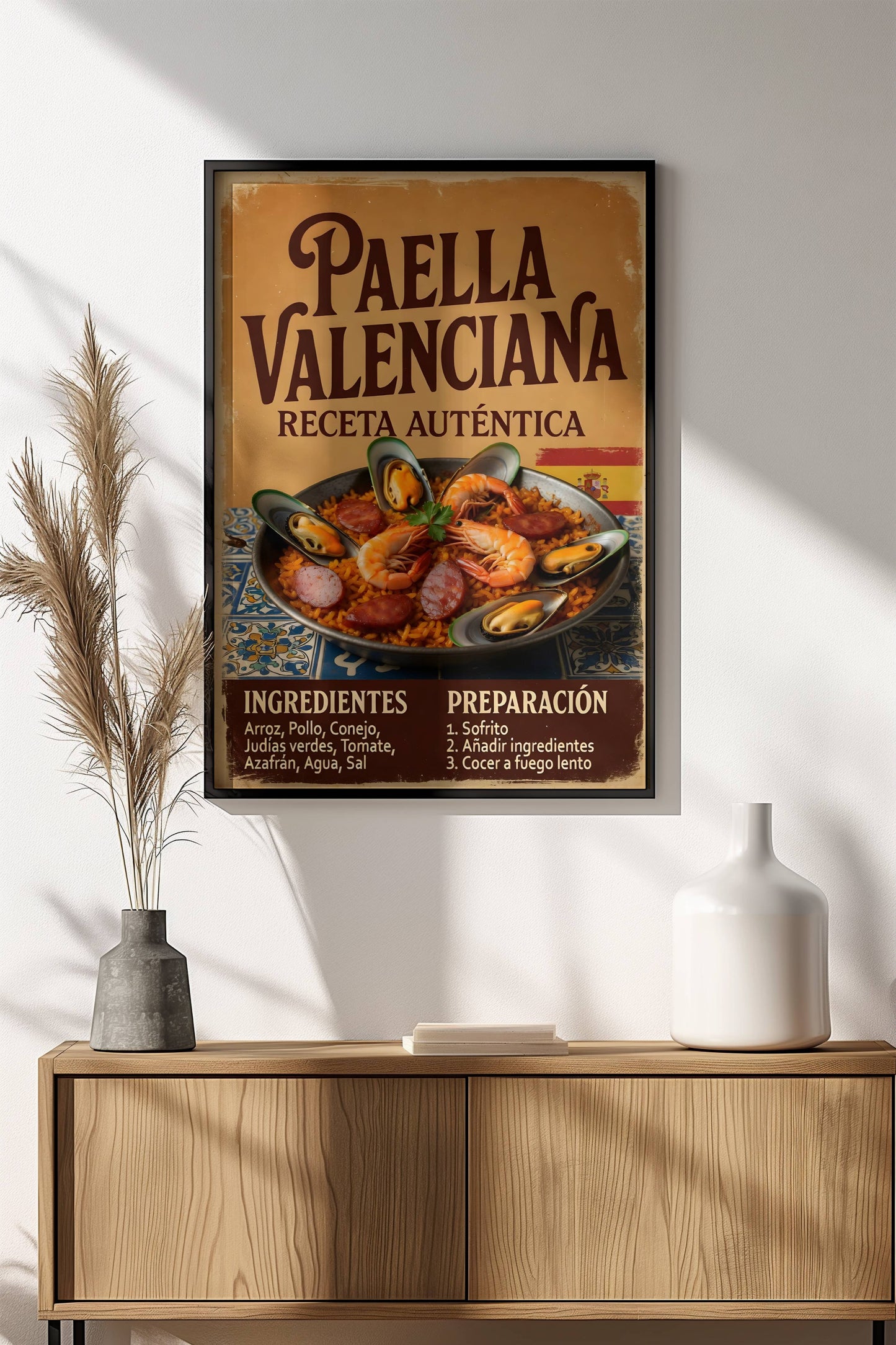 Paella Valenciana Poster – Retro Authentic Spanish Art