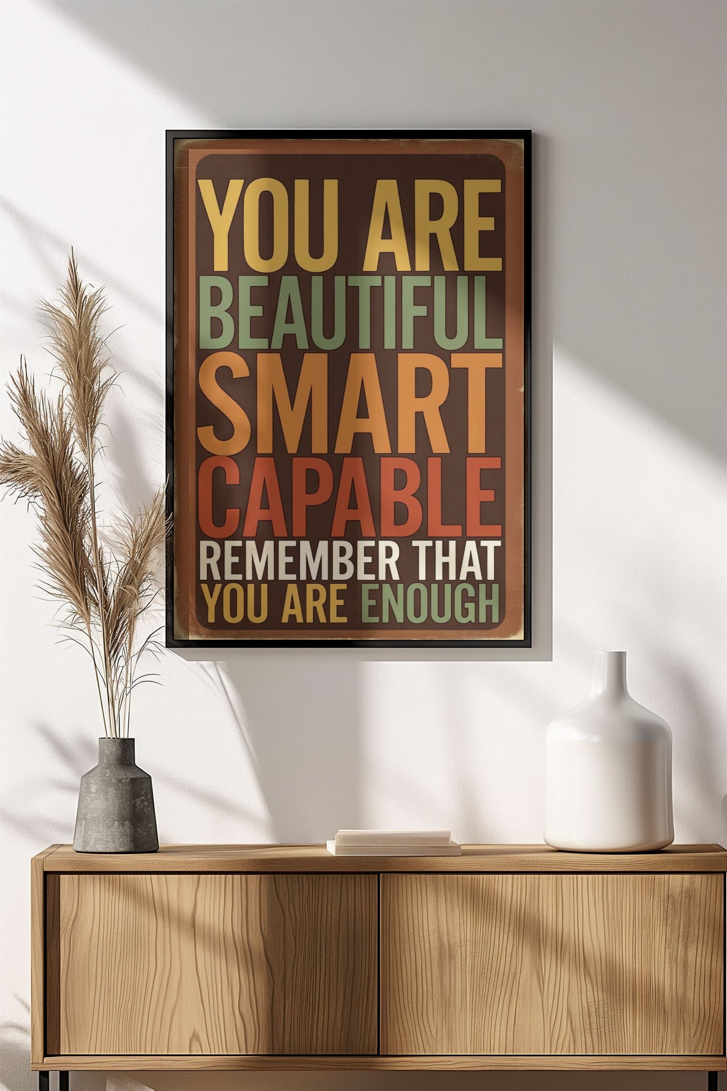 You Are Enough Poster – Retro Motivational Affirmation Art