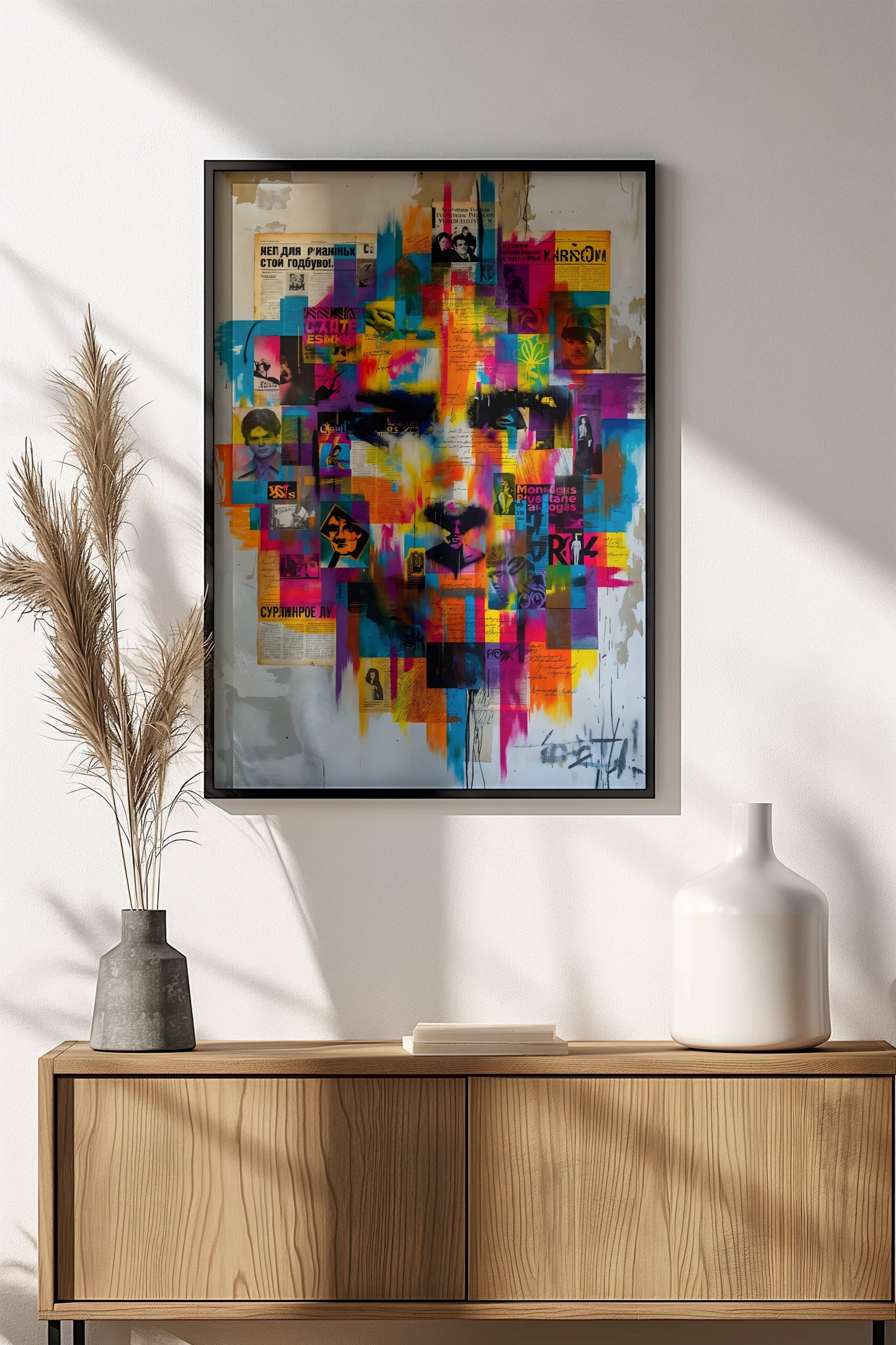 Abstract Collage Face Poster – Retro Street Art Chaos