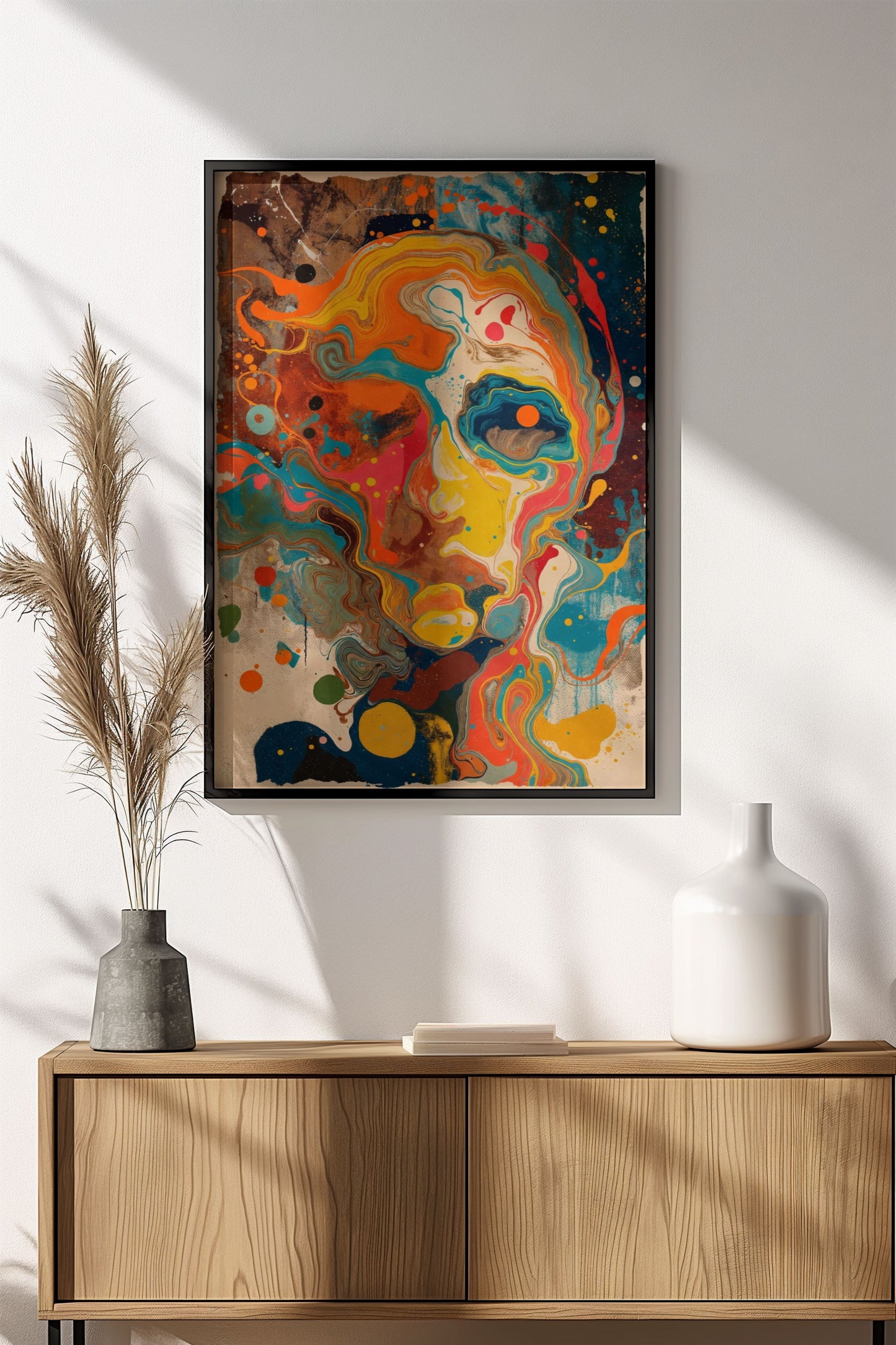 Abstract Face Poster – Retro Abstract Swirl Art