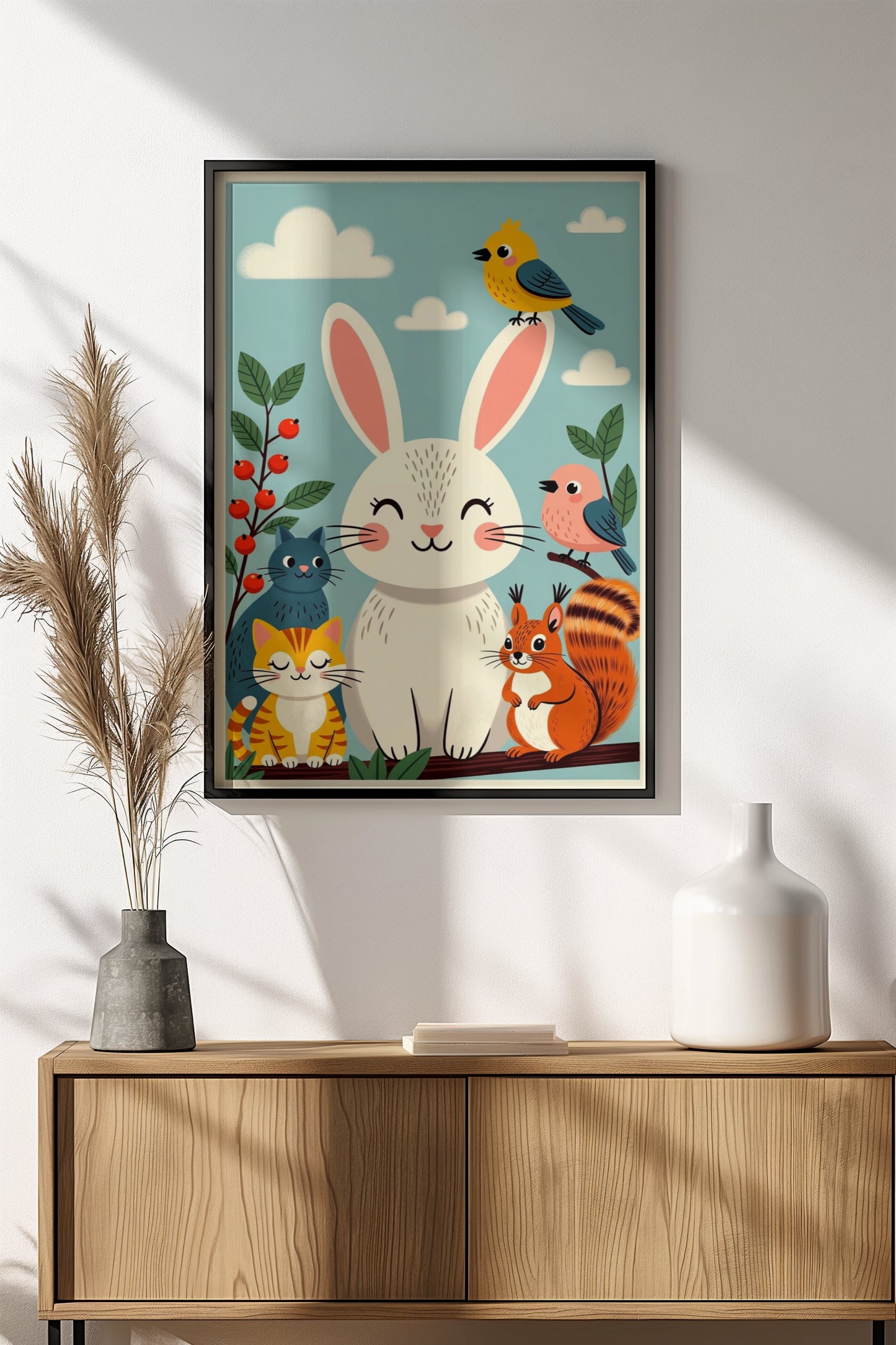 Cozy Forest Friends Poster – Retro Whimsical Woodland Art