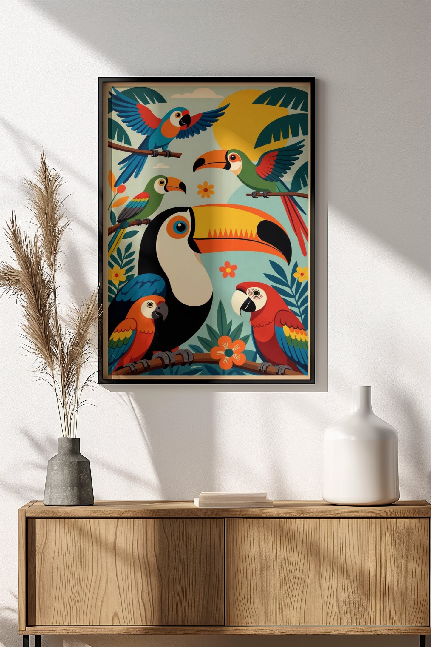 Tropical Toucans Poster – Retro Jungle Bird Art