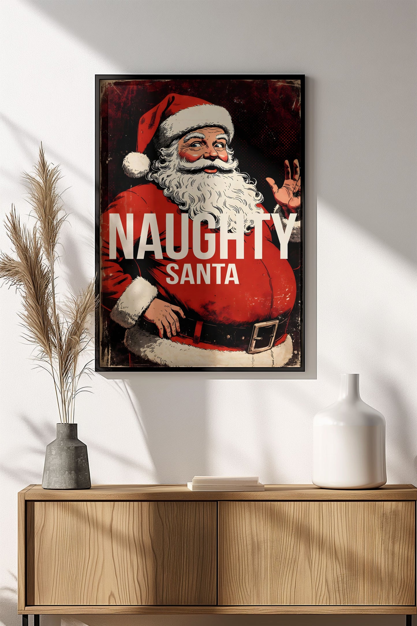 Naughty Santa - Vintage Christmas Poster