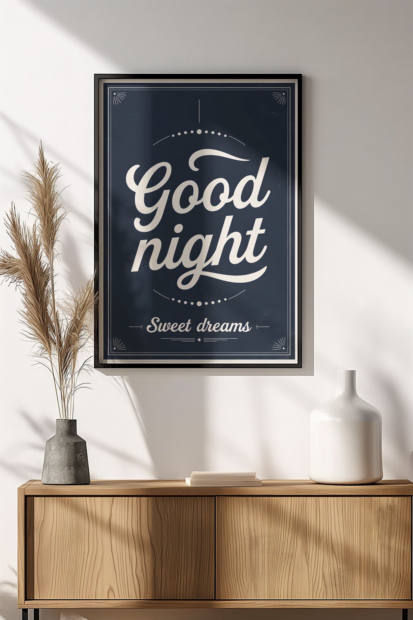 Good Night Sweet Dreams Poster – Retro Navy Blue Sign