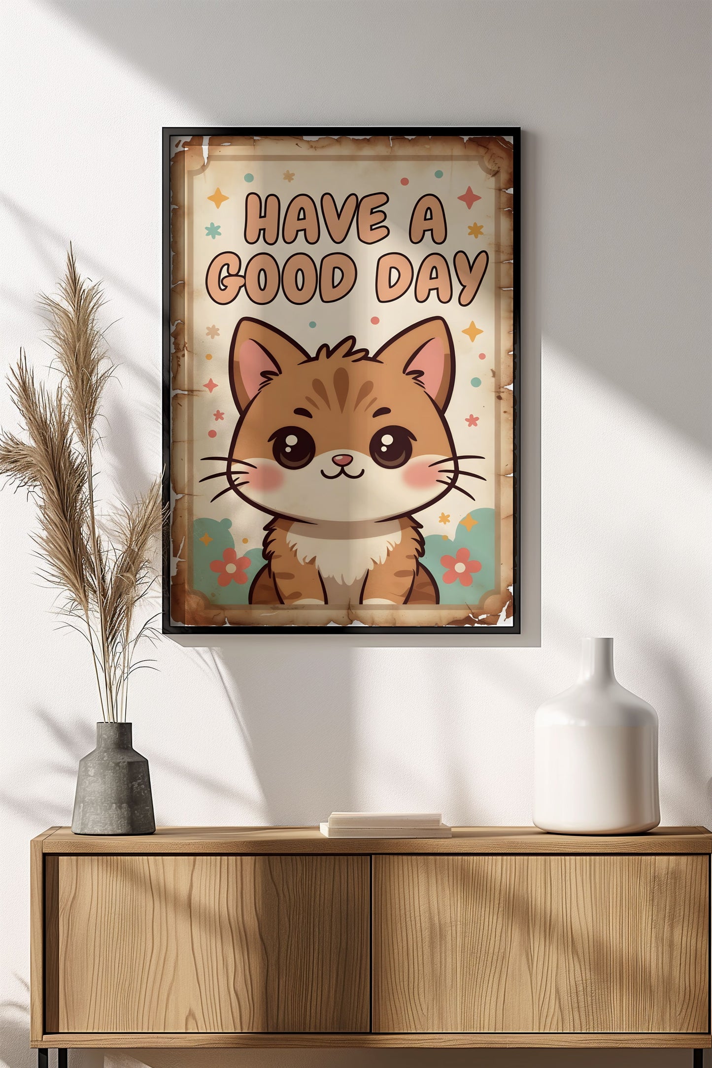 Have a Good Day Cute Cat - Vintage Poster