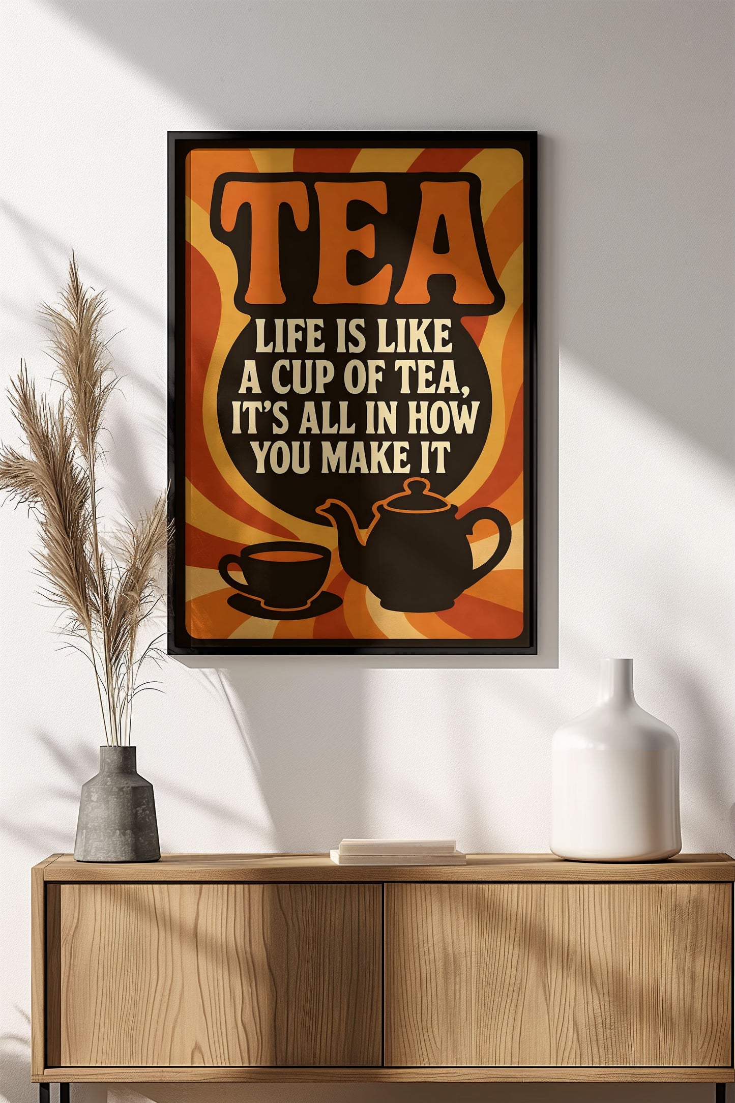 Tea Life Like a Cup Poster – Retro Positive Tea Art