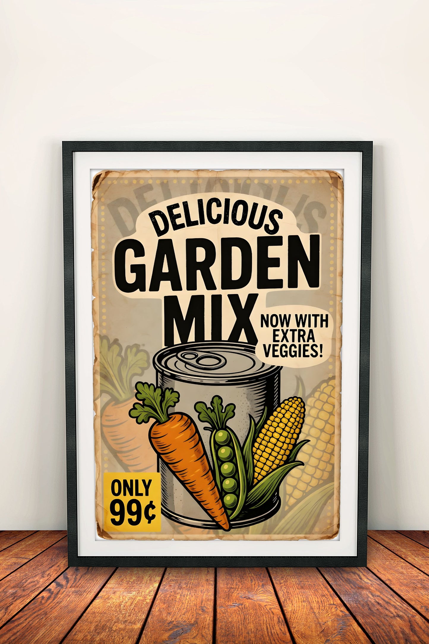 Delicious Garden Mix Extra Veggies - Retro Vintage Kitchen Poster