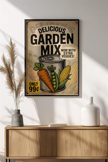 Delicious Garden Mix Extra Veggies - Retro Vintage Kitchen Poster