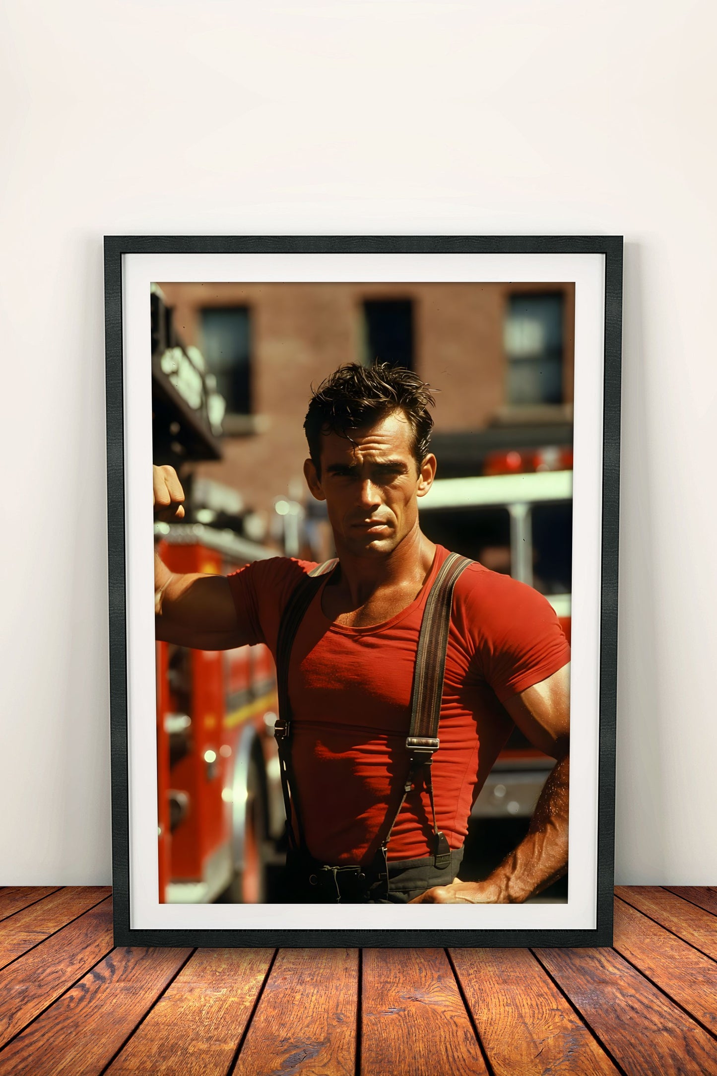Vintage Firefighter Strong Hero - Retro Poster