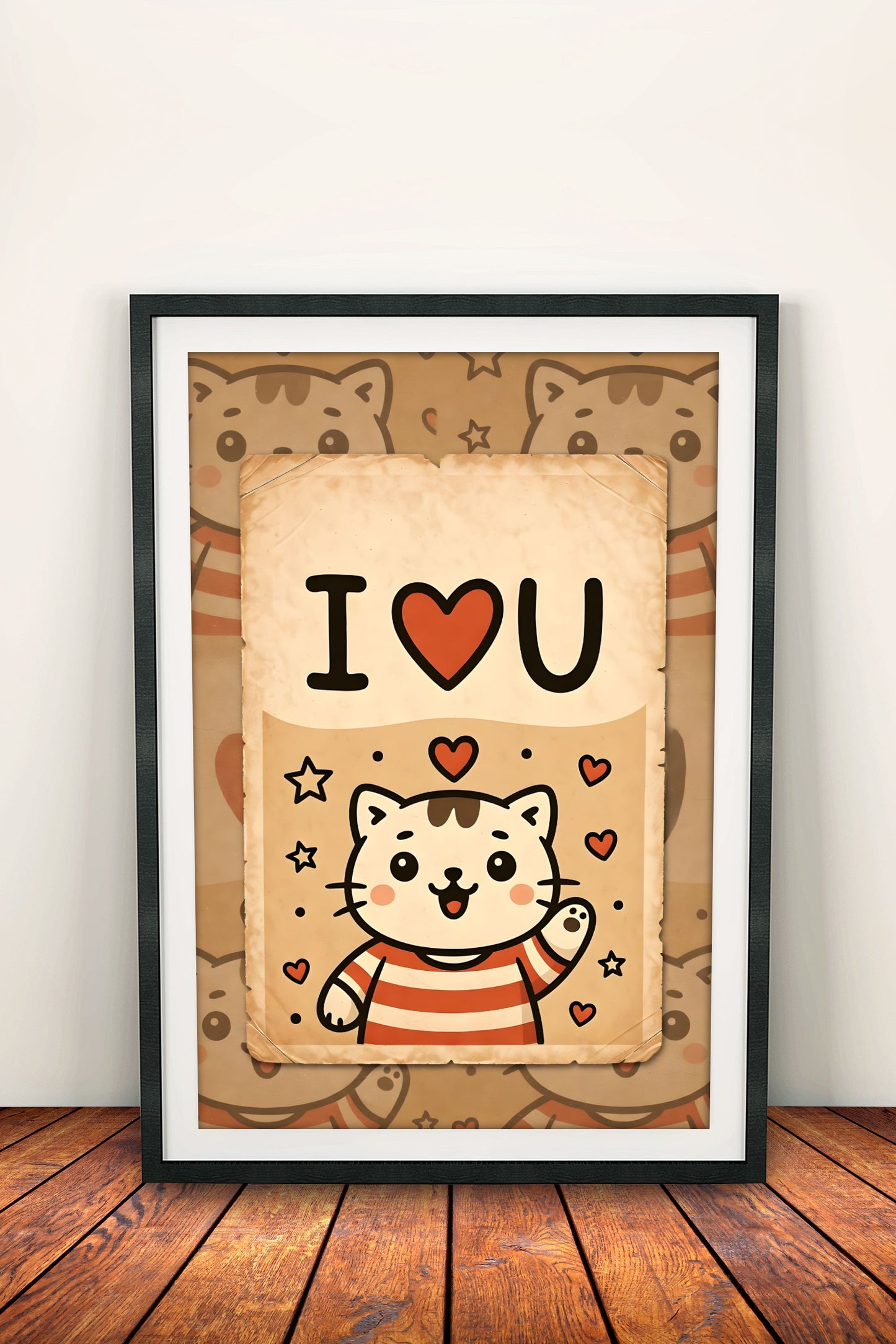 I ❤️ U Cute Cat - Vintage Poster