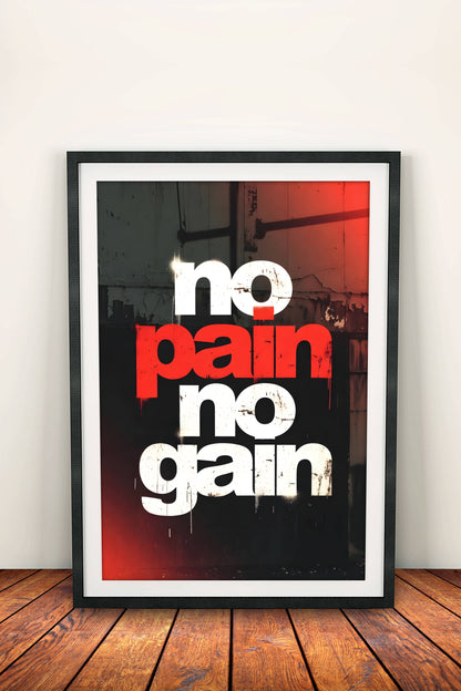 No Pain No Gain Poster – Retro Motivational Gym Art