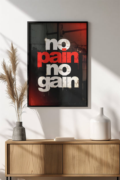 No Pain No Gain Poster – Retro Motivational Gym Art