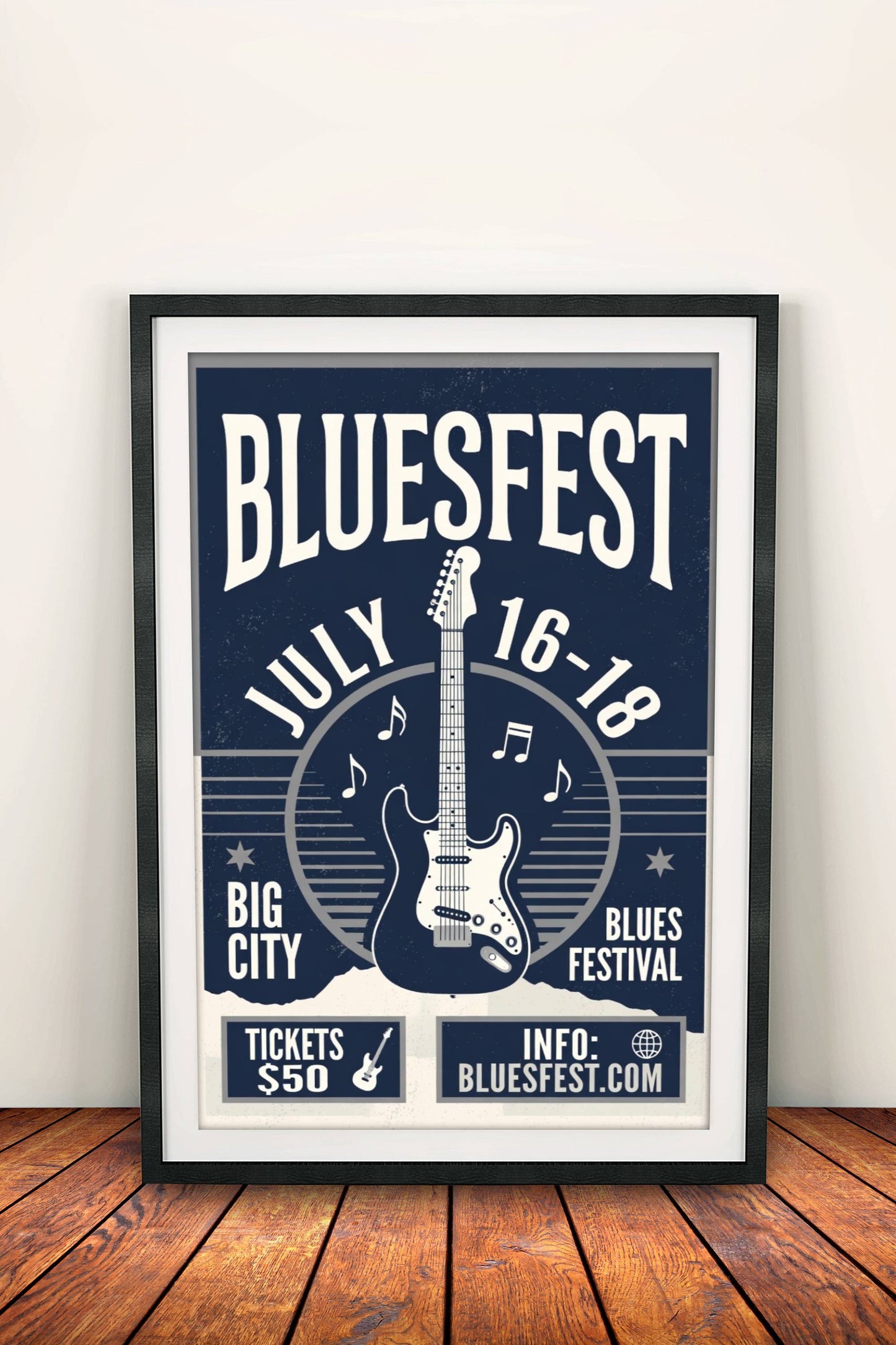 Bluesfest Poster - Retro Guitar Festival Art