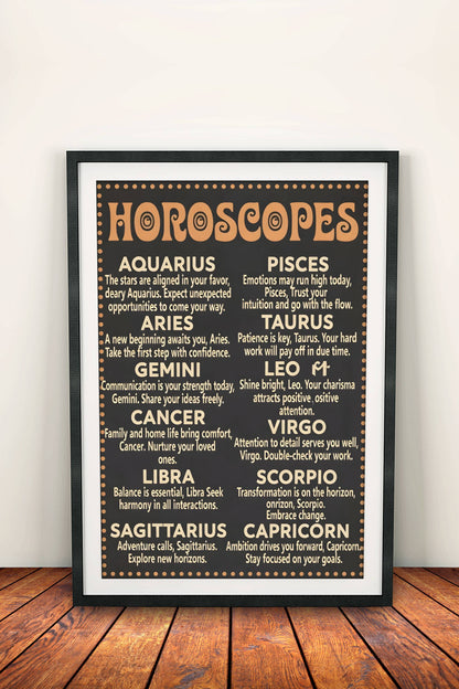 Horoscopes Daily Poster – Retro Zodiac Vintage Art