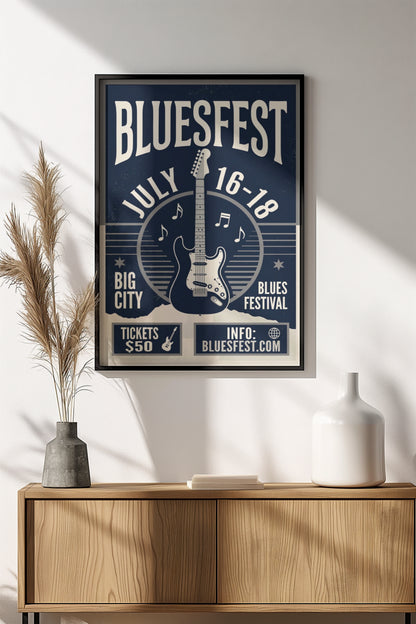 Bluesfest Poster - Retro Guitar Festival Art