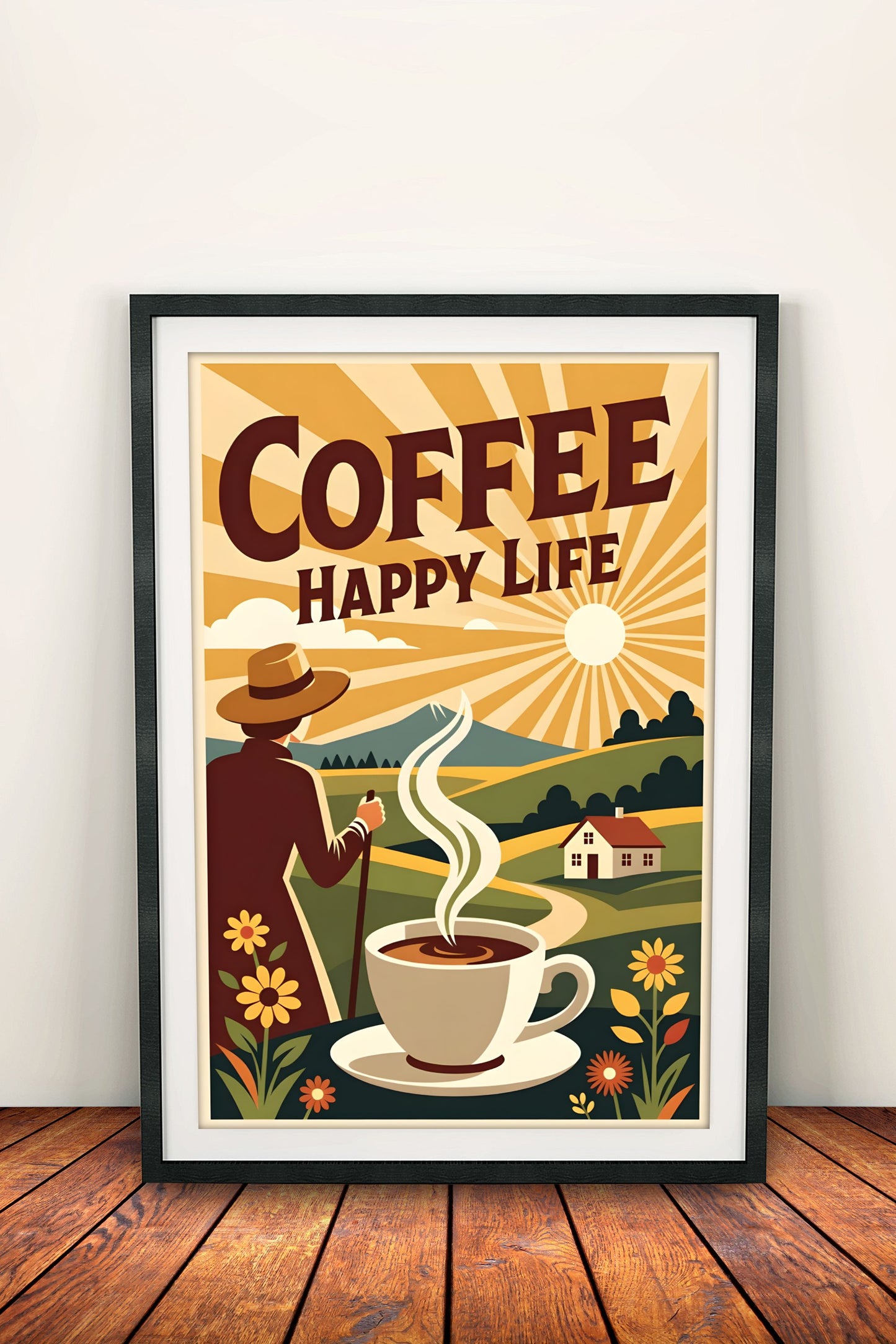 Coffee Happy Life - Vintage Poster
