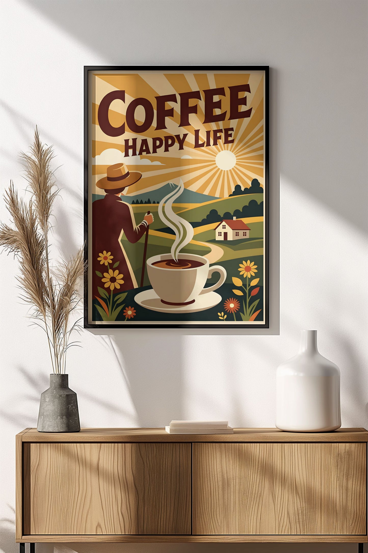 Coffee Happy Life - Vintage Poster