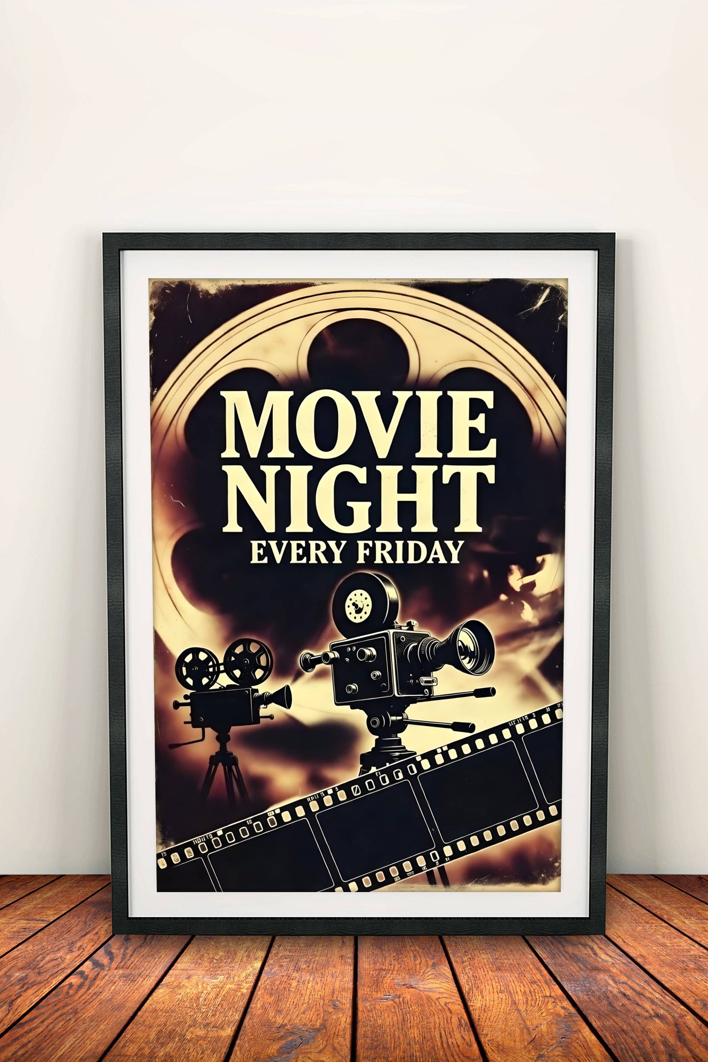 Movie Night Every Friday Poster – Retro Cinema Vibes Art