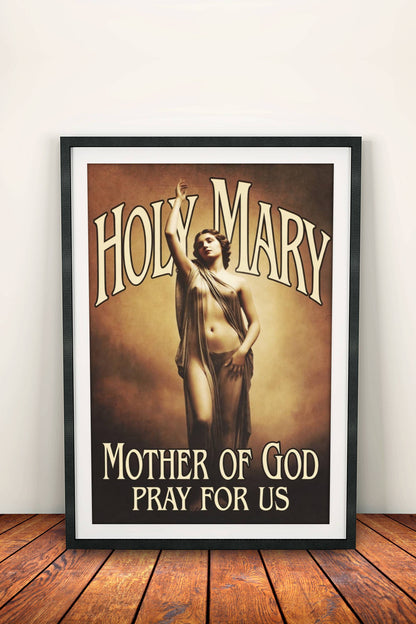 Holy Mary Mother of God Poster – Retro Spiritual Prayer Art