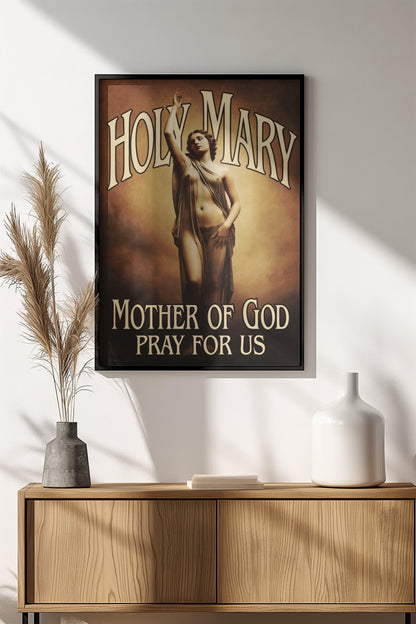 Holy Mary Mother of God Poster – Retro Spiritual Prayer Art