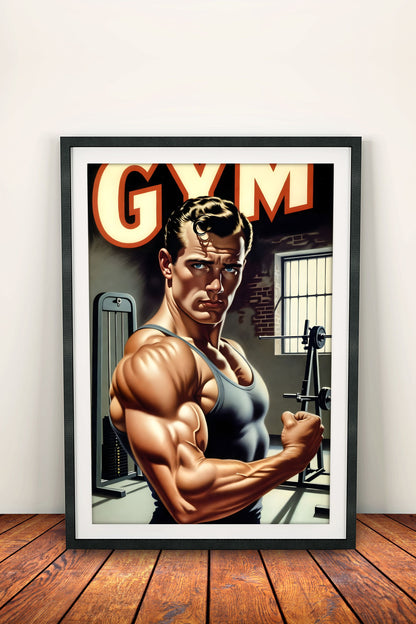 Gym Motivation Muscle Man - Vintage Poster