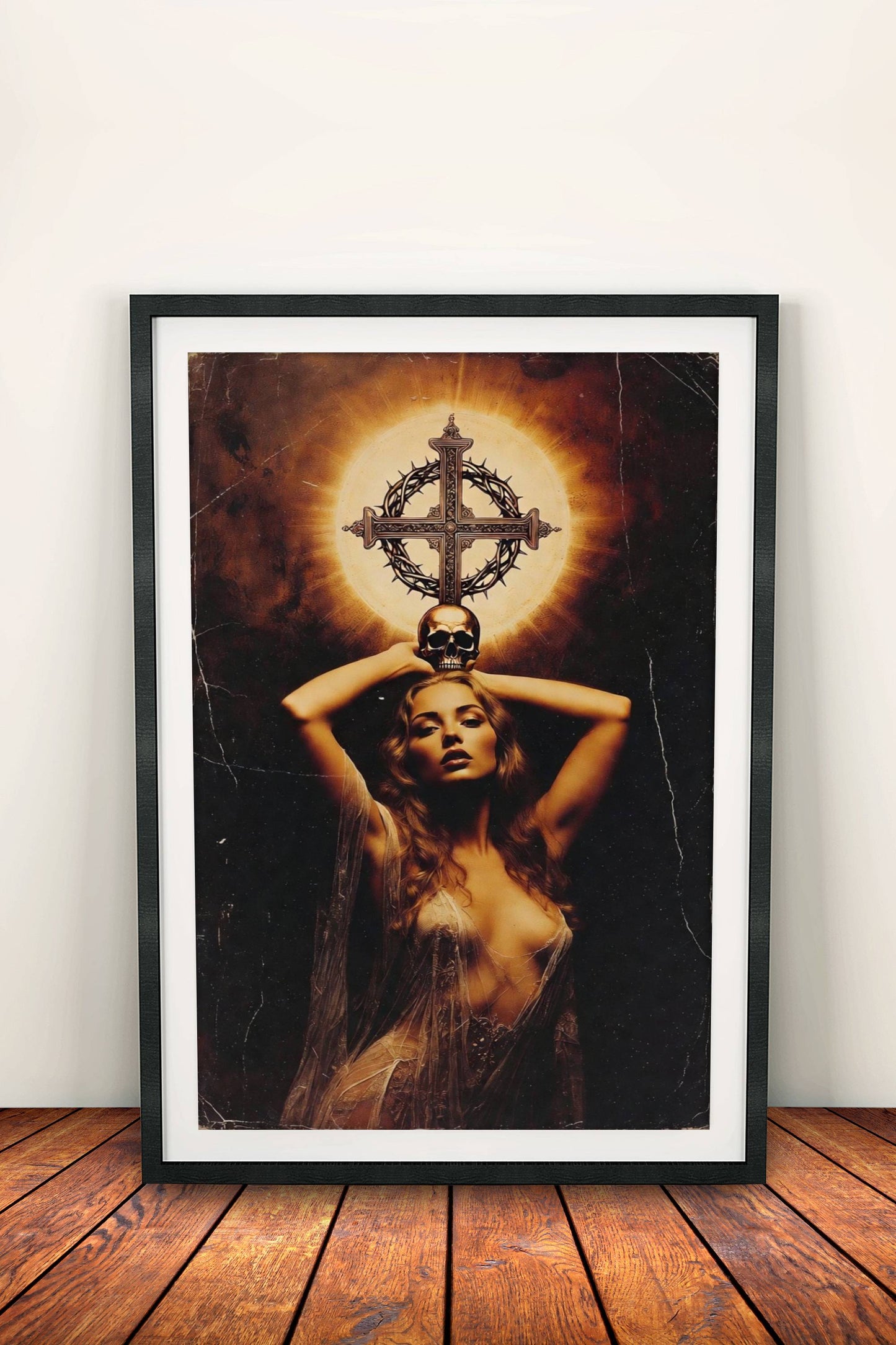 Holy Mary Dark Poster - Retro Gothic Spiritual Art
