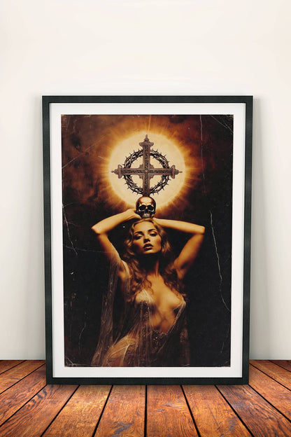 Holy Mary Dark Poster - Retro Gothic Spiritual Art