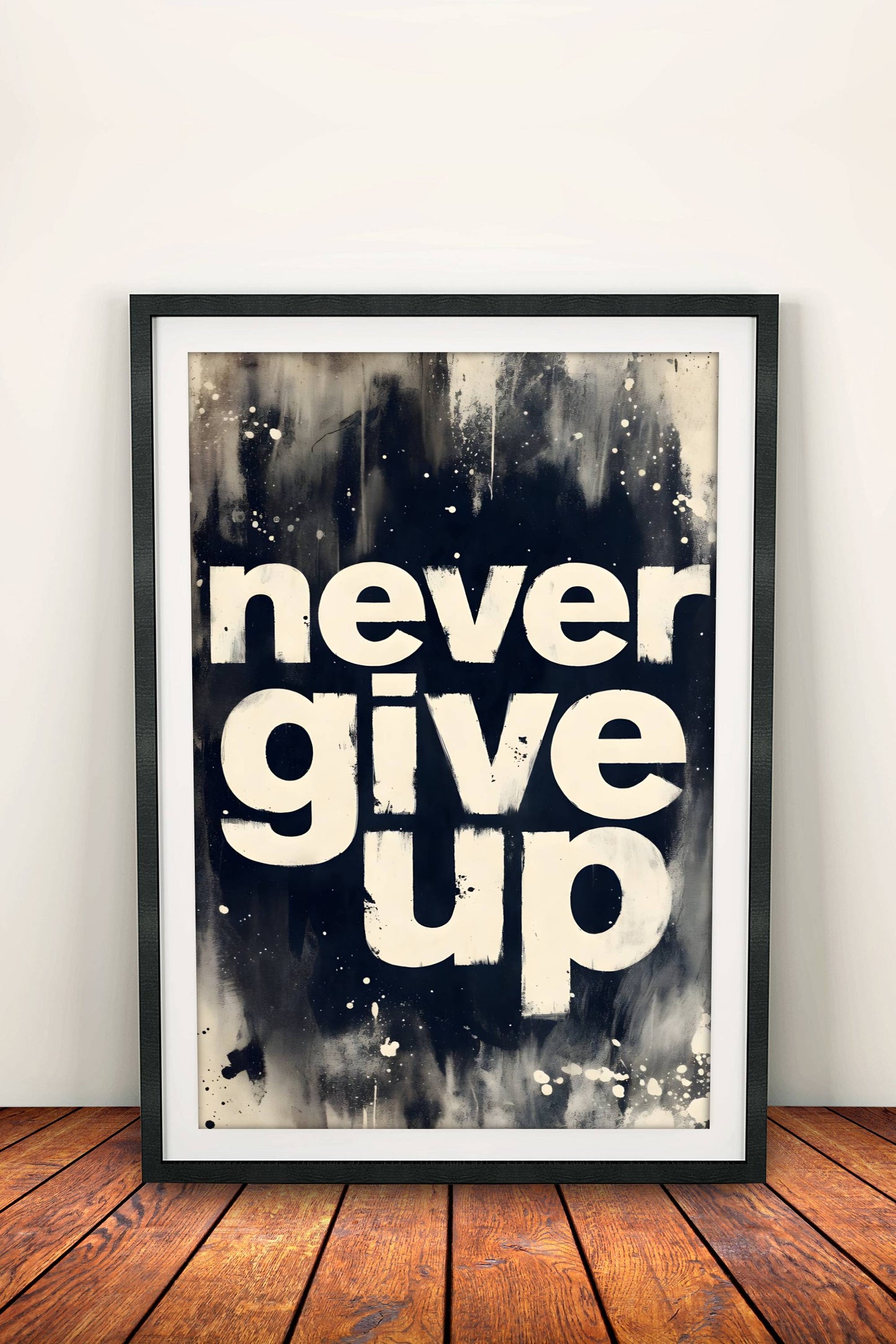 Never Give Up Poster – Retro Motivational Grit Art