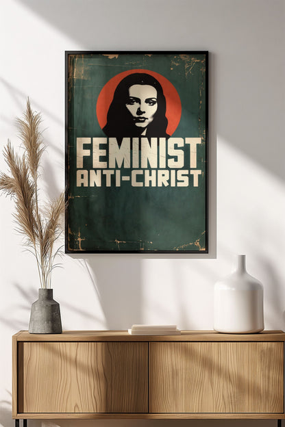 Feminist Anti-Christ - Retro Vintage Provocative Poster