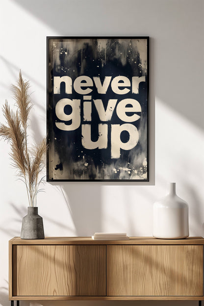Never Give Up Poster – Retro Motivational Grit Art