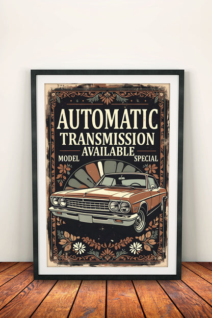 Automatic Transmission Available - Vintage Car Poster