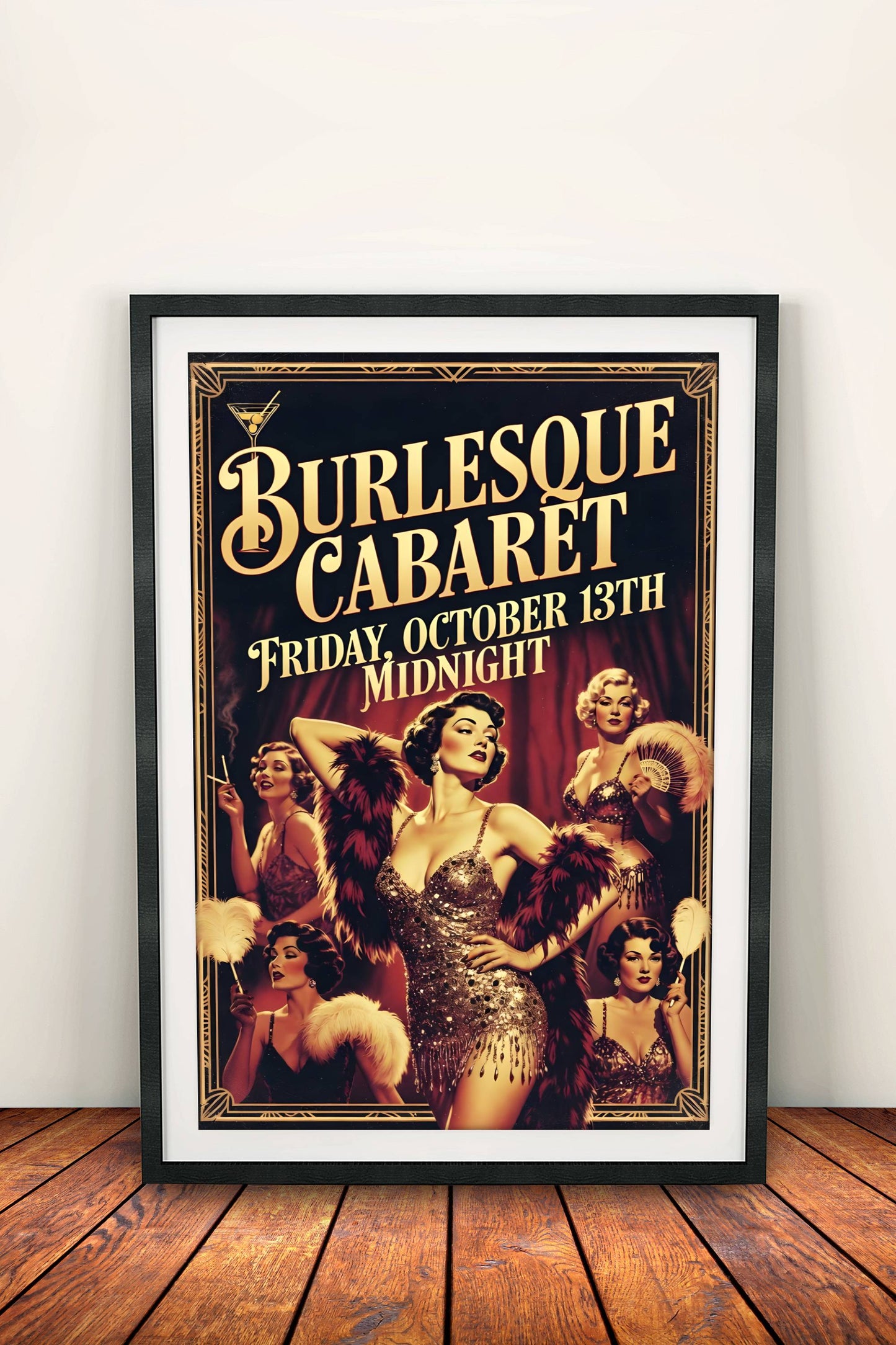 Burlesque Cabaret Poster – Retro Friday Midnight Show Art