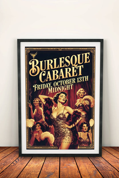 Burlesque Cabaret Poster – Retro Friday Midnight Show Art