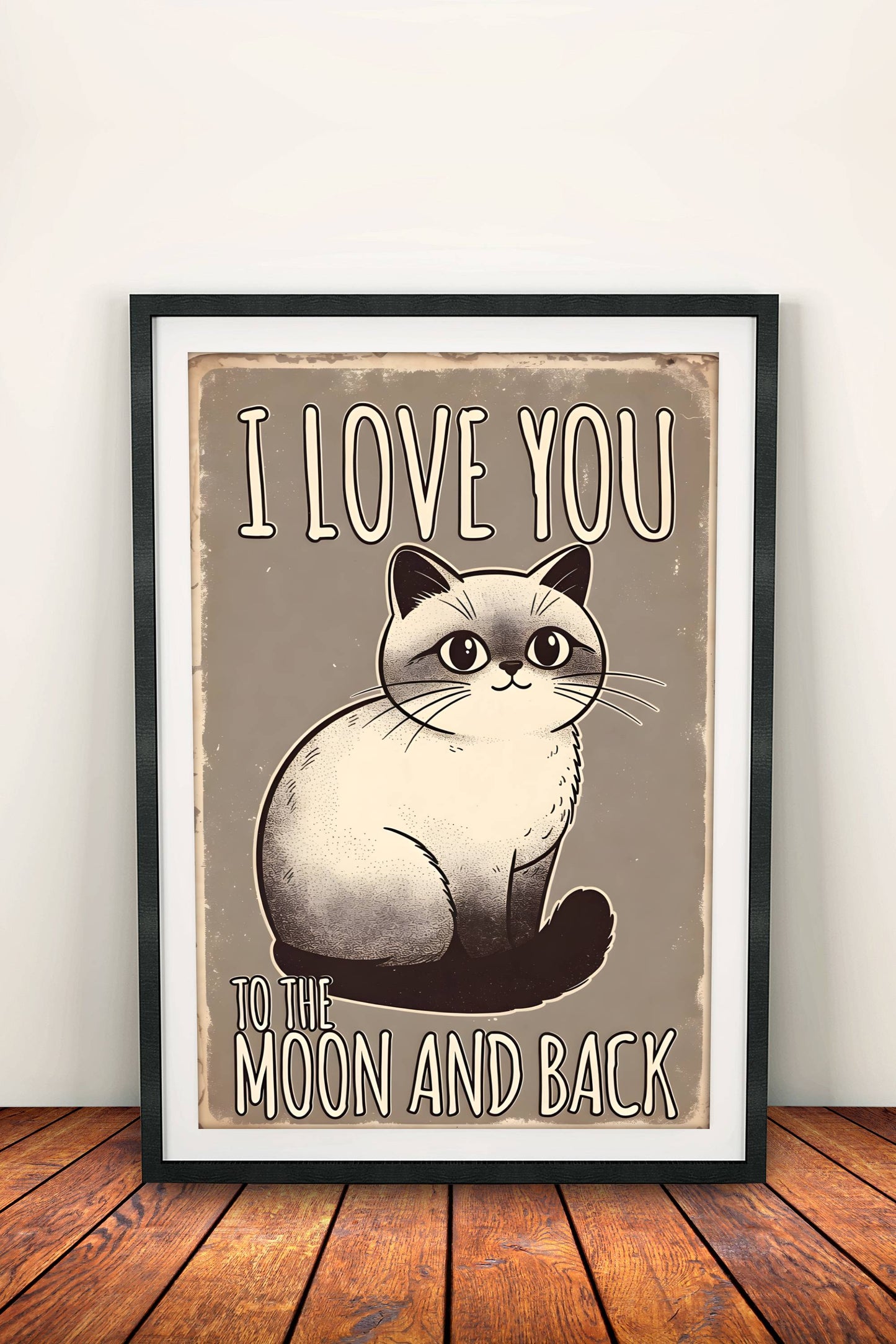 I Love You To The Moon And Back Cat Poster – Retro Cute Love Art