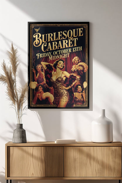 Burlesque Cabaret Poster – Retro Friday Midnight Show Art
