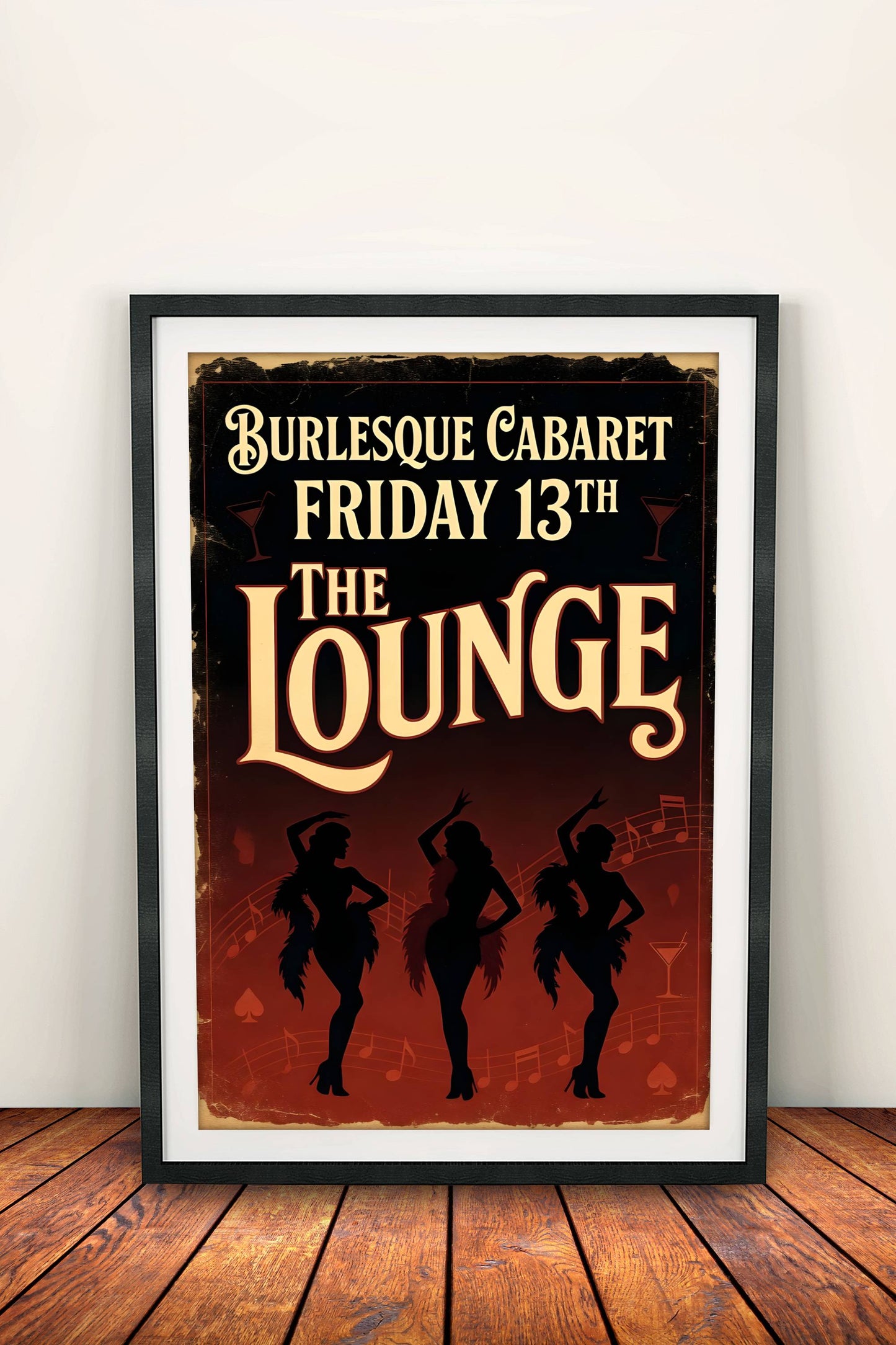 Burlesque Cabaret Poster – Retro Lounge Friday 13th Art