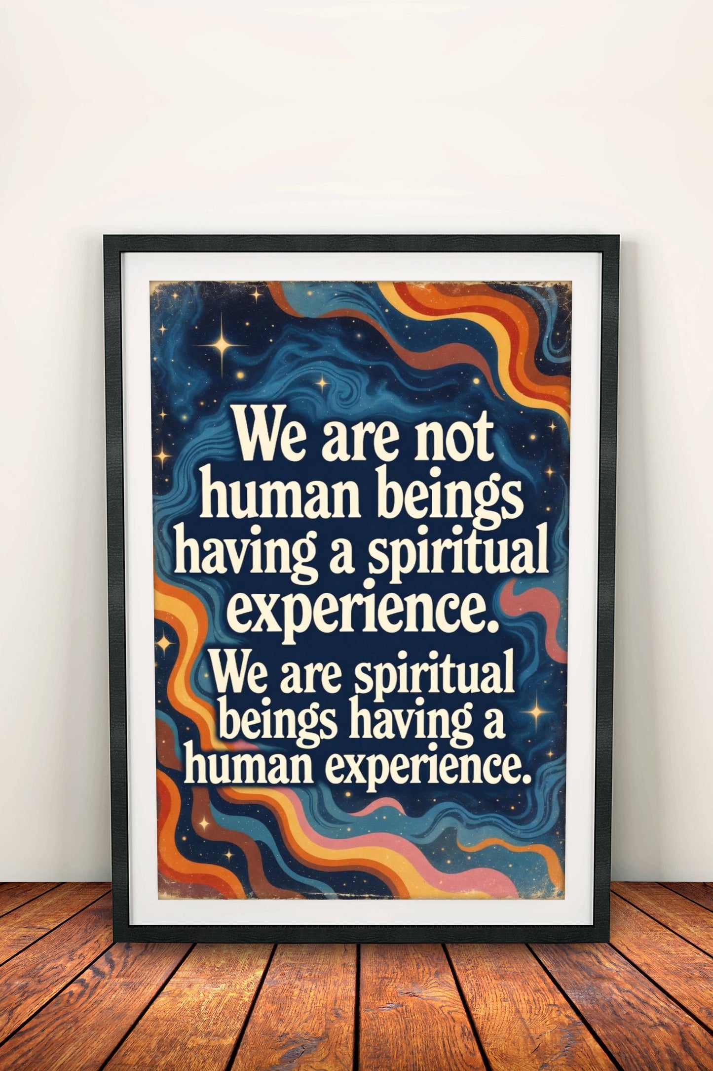 We Are Spiritual Beings Poster – Retro Cosmic Wisdom Art